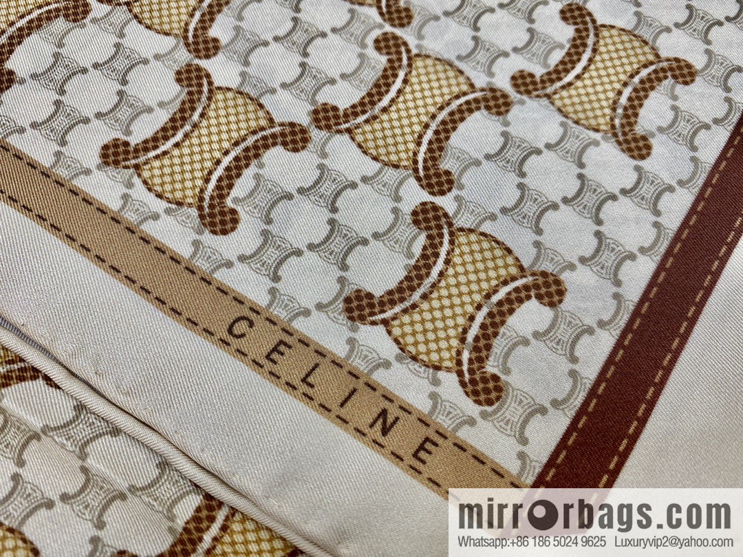 CELINE The essence of Celine Arc de Triomphe logo silk square scarf