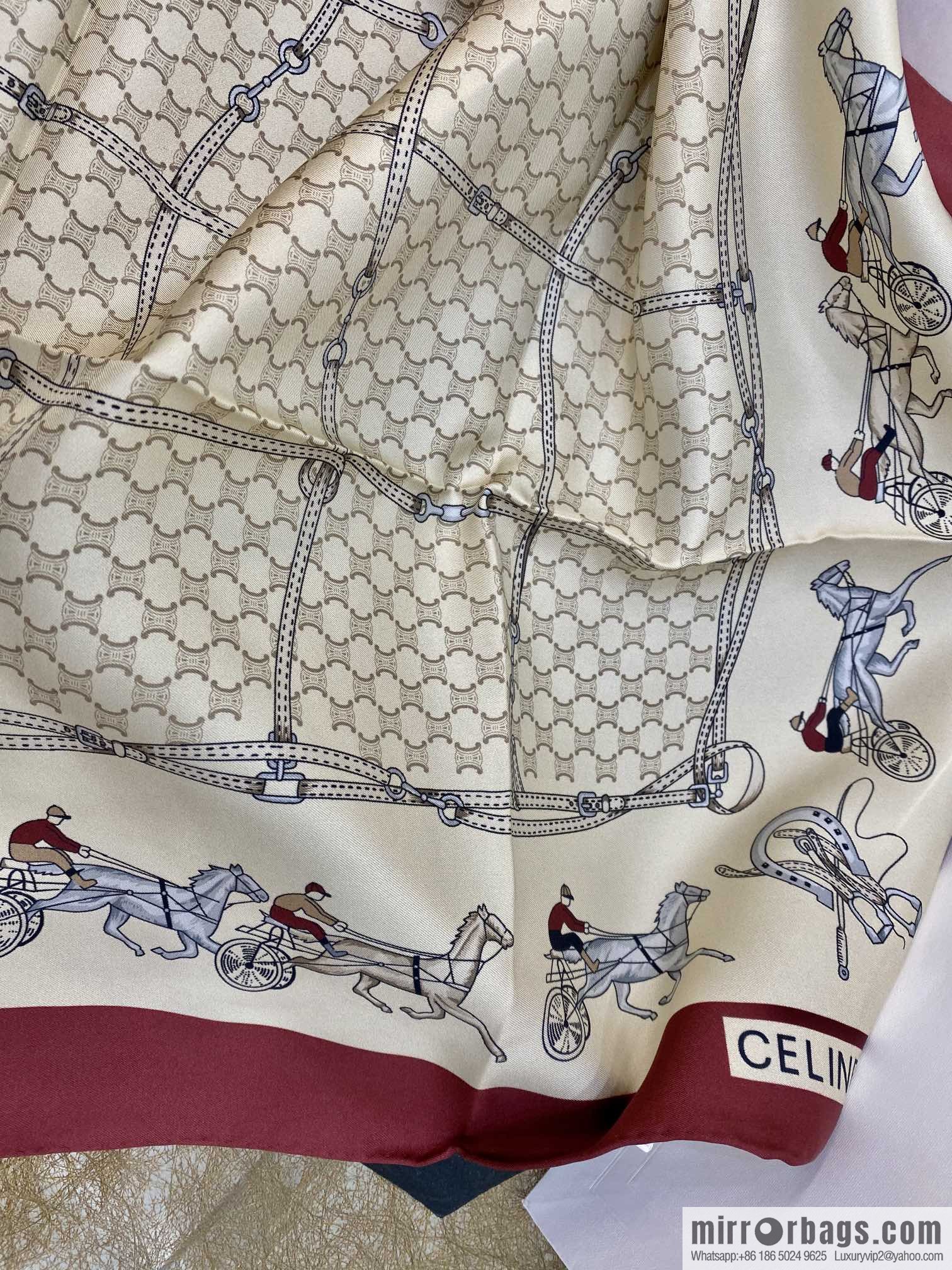 CELINE The essence of Celine Arc de Triomphe logo silk square scarf