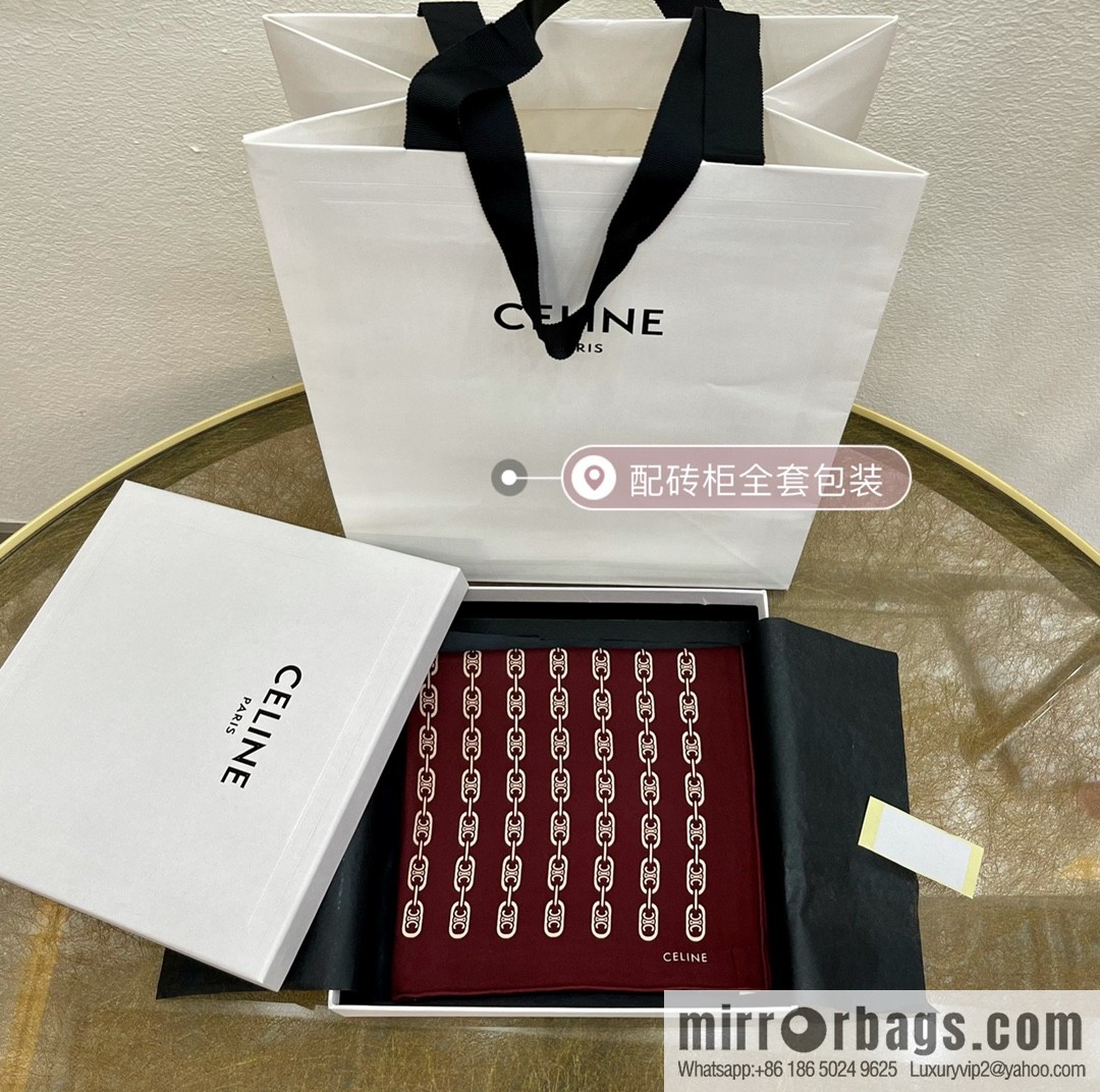 CELINE Celine Arc de Triomphe logo 100 silk scarf
