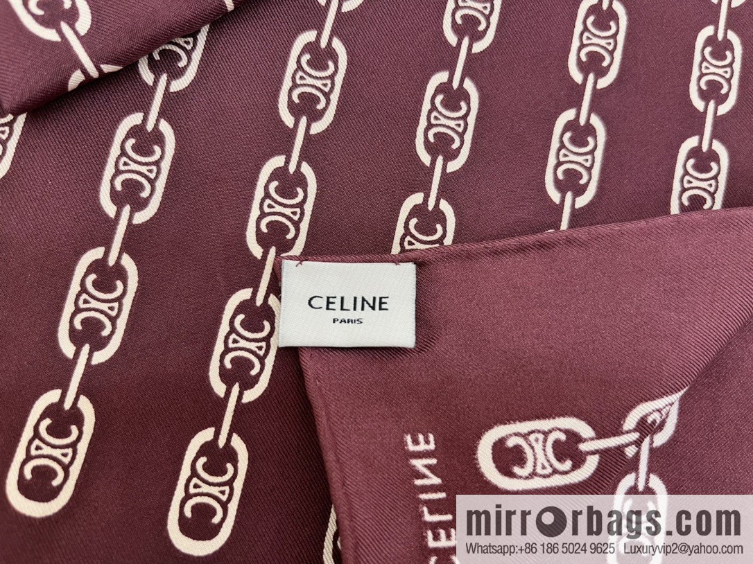 CELINE Celine Arc de Triomphe logo 100 silk scarf