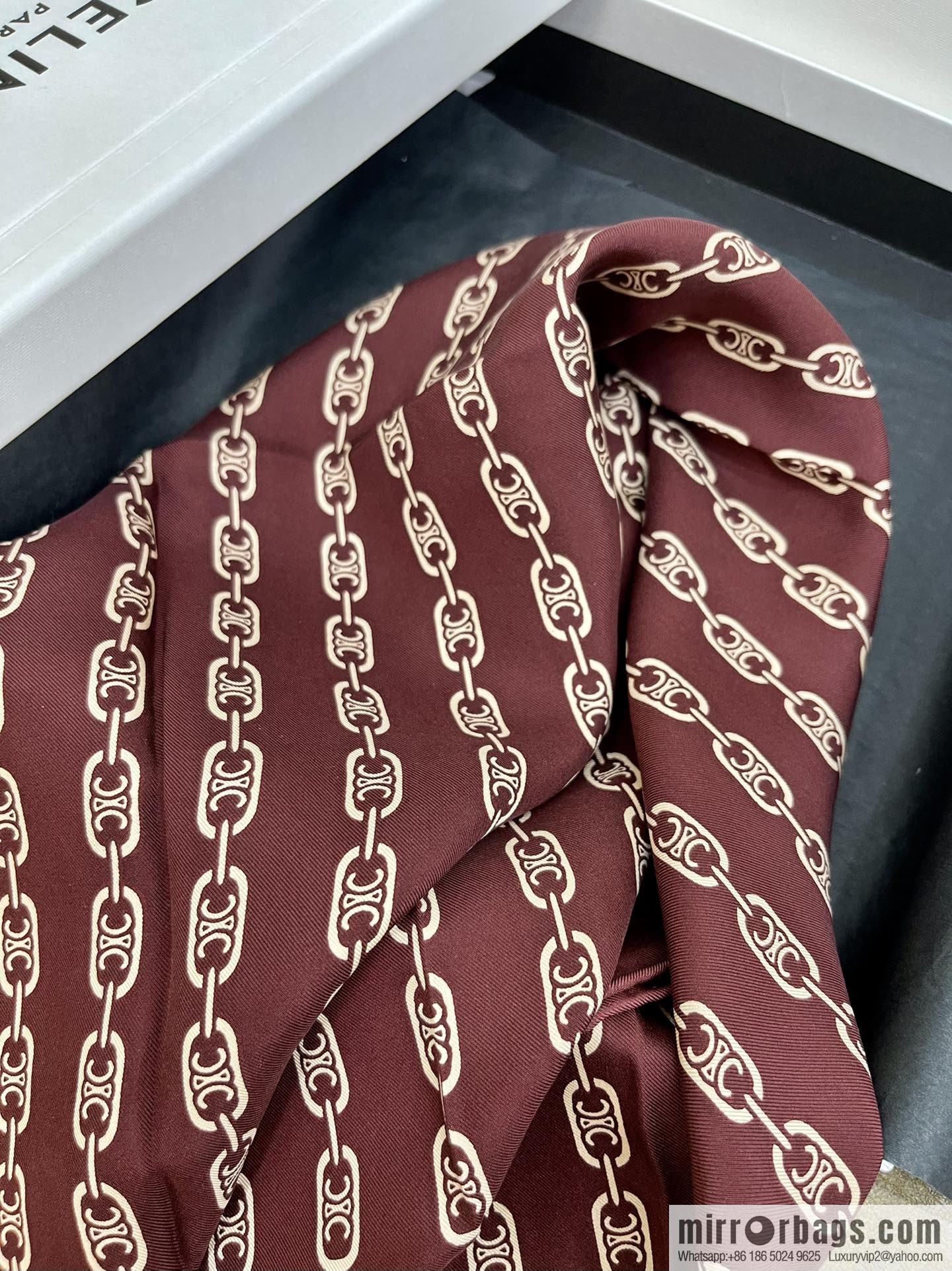 CELINE Celine Arc de Triomphe logo 100 silk scarf
