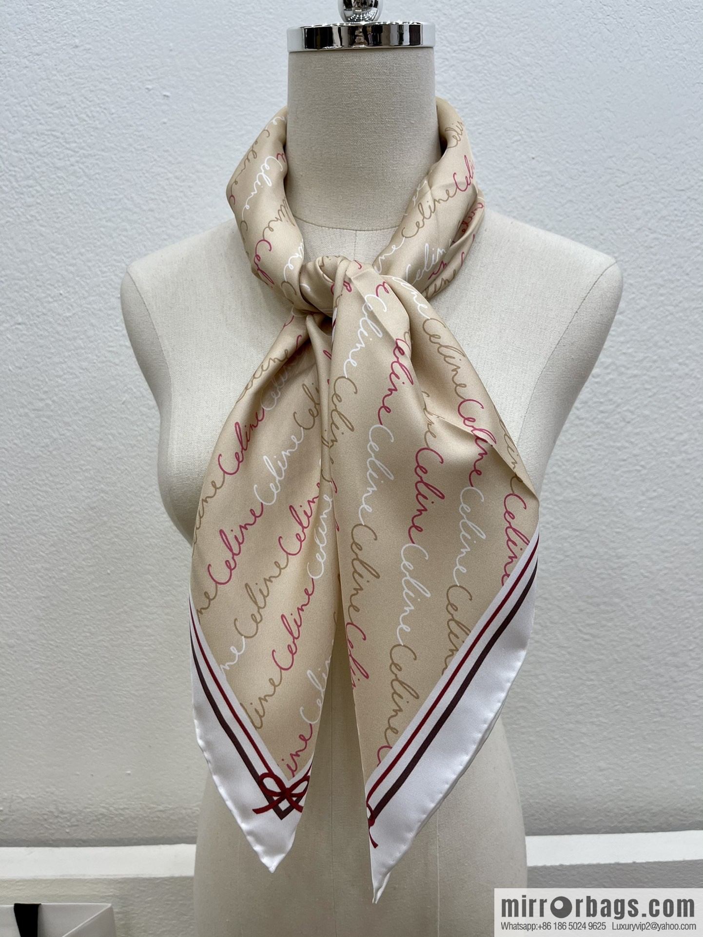 CELINE Celine Arc de Triomphe logo 100 silk scarf