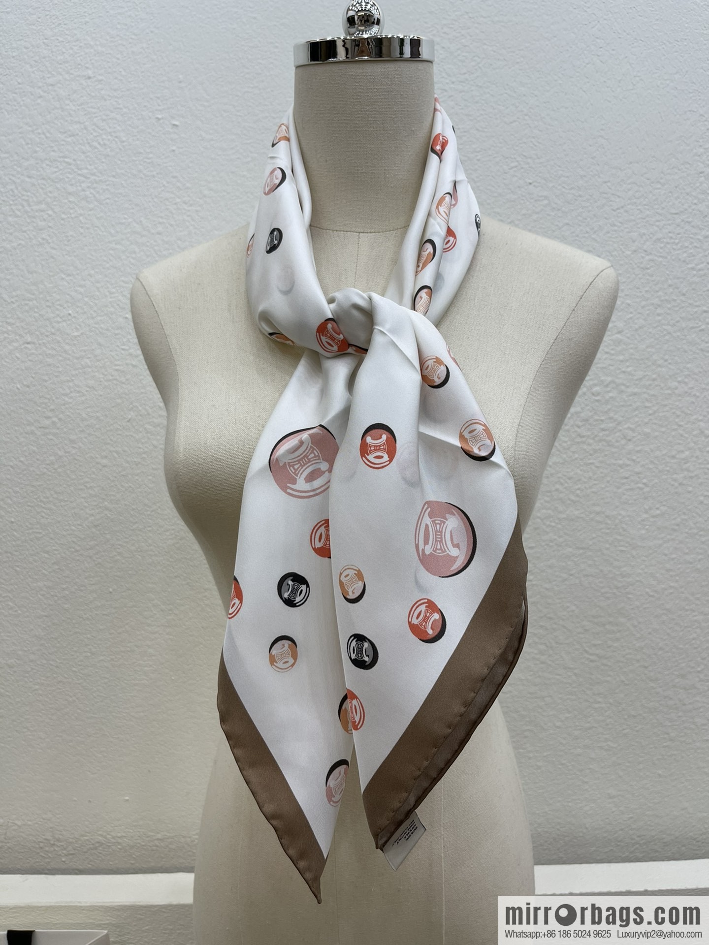 CELINE Celine Arc de Triomphe logo 100 silk scarf