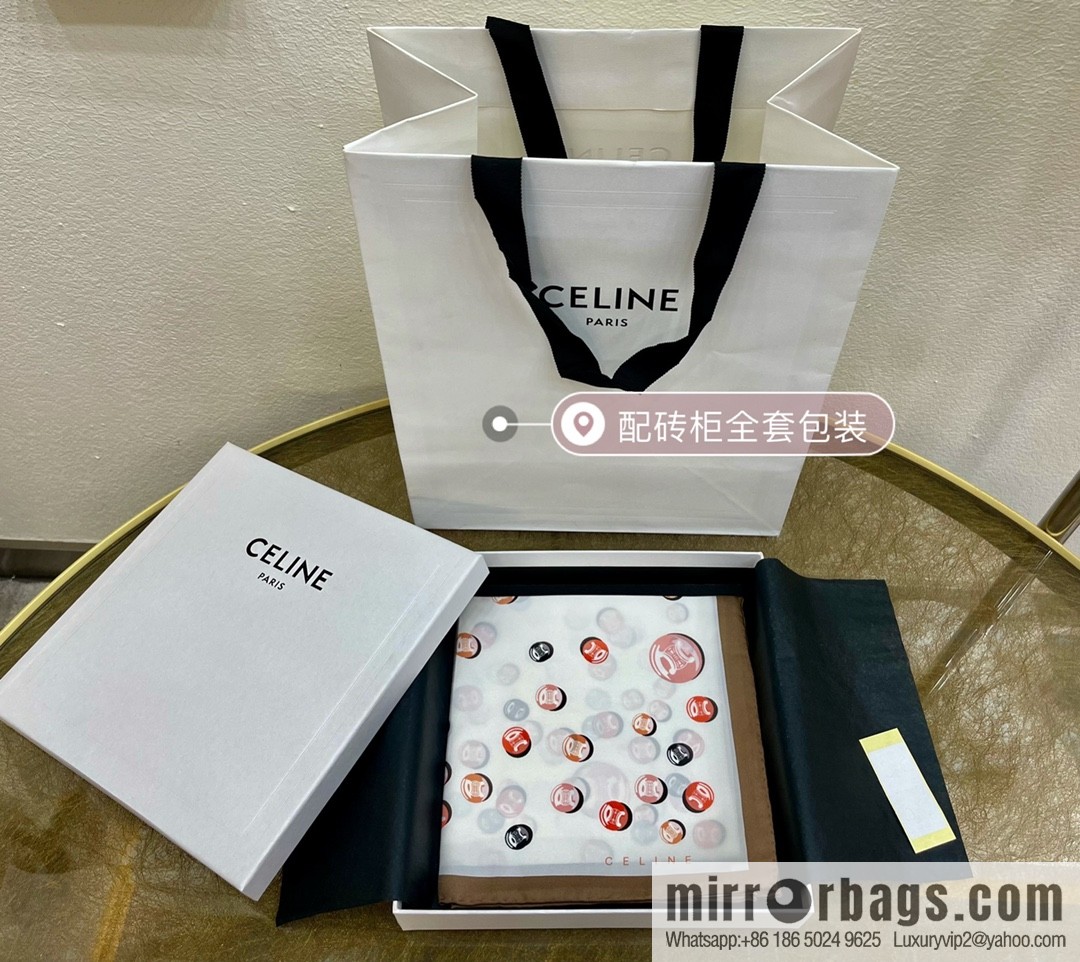 CELINE Celine Arc de Triomphe logo 100 silk scarf