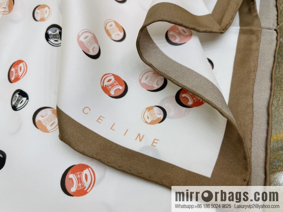 CELINE Celine Arc de Triomphe logo 100 silk scarf