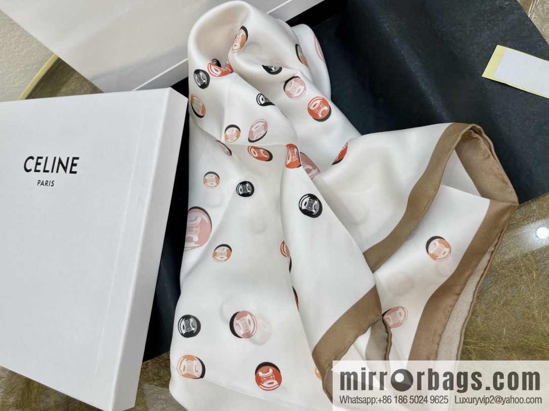 CELINE Celine Arc de Triomphe logo 100 silk scarf