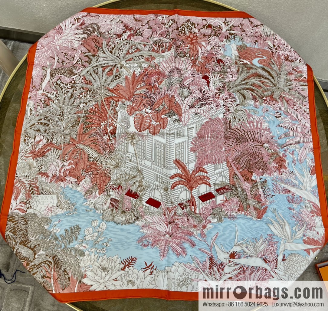 Hermes 100% silk handmade hemmed scarf
