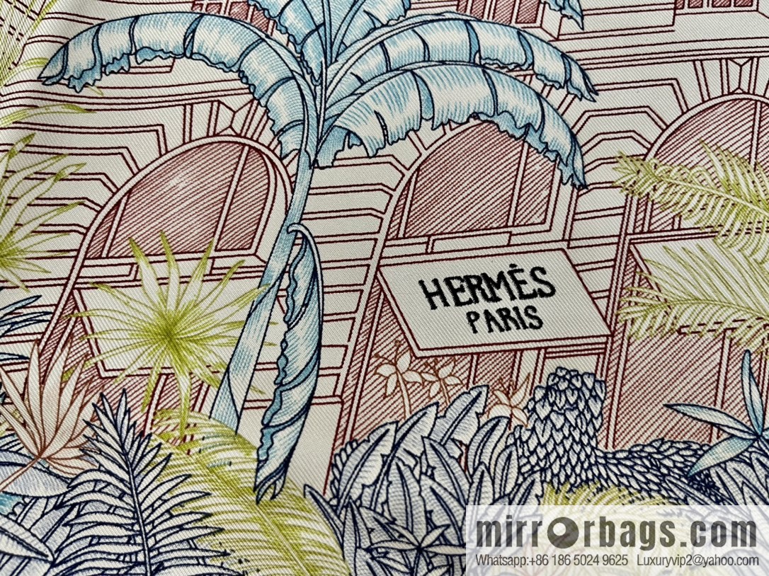 Hermes 100% silk handmade hemmed scarf