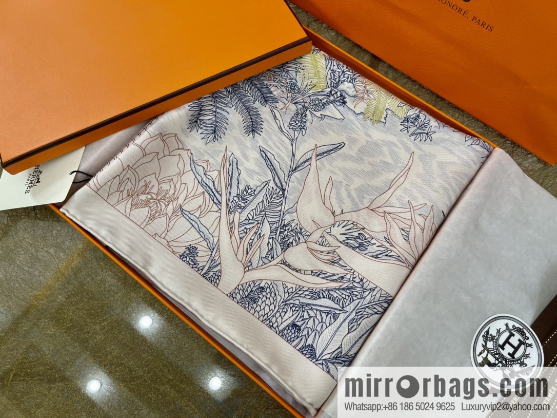 Hermes 100% silk handmade hemmed scarf