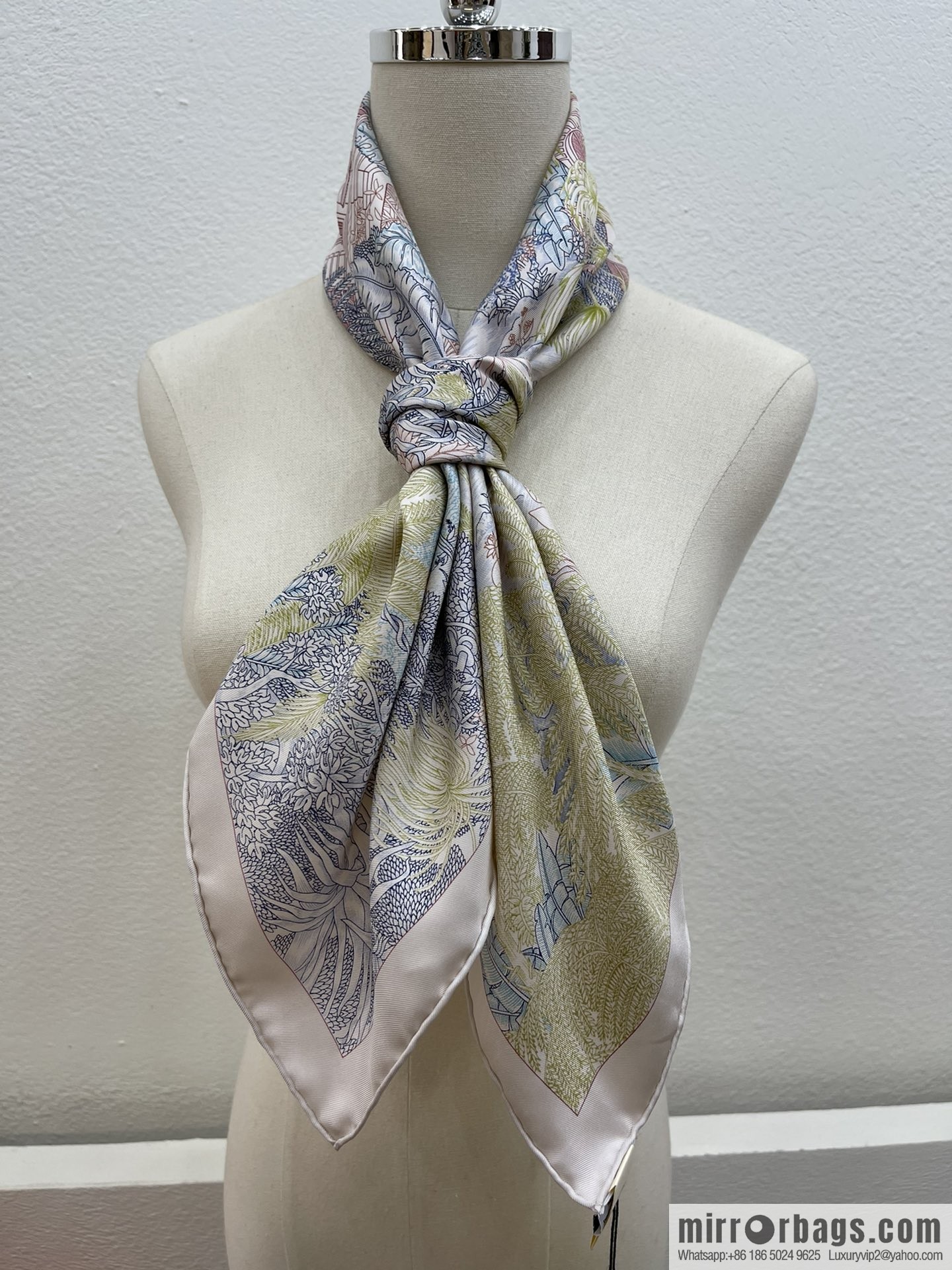 Hermes 100% silk handmade hemmed scarf
