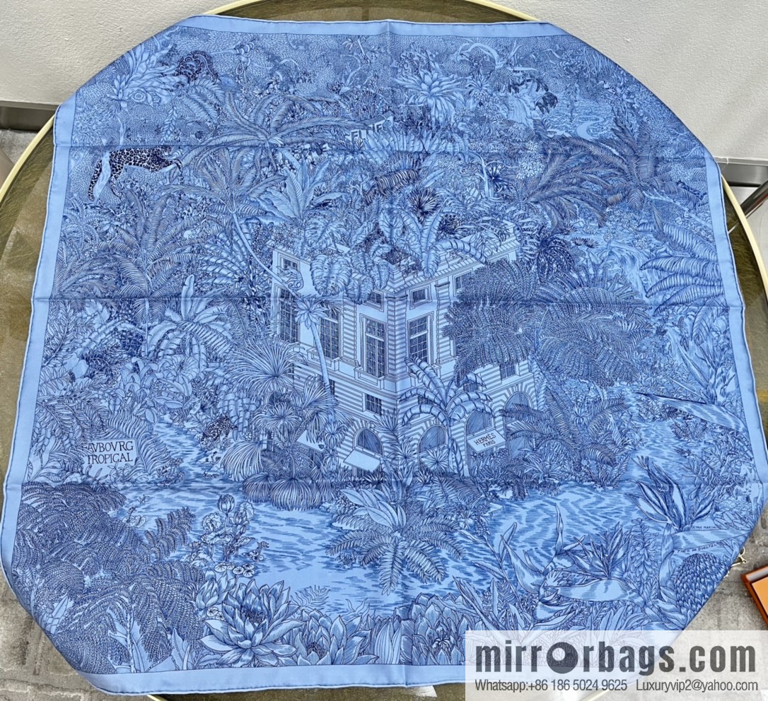 Hermes 100% silk handmade hemmed scarf