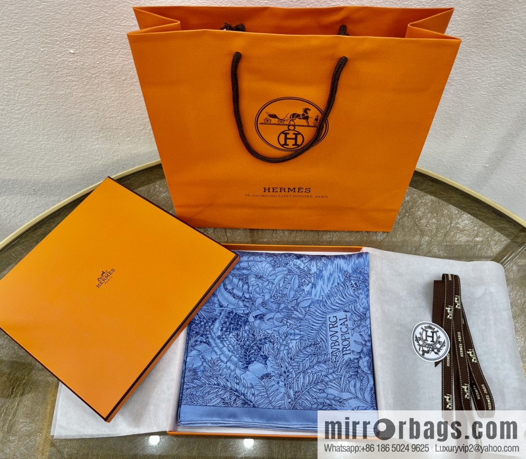 Hermes 100% silk handmade hemmed scarf