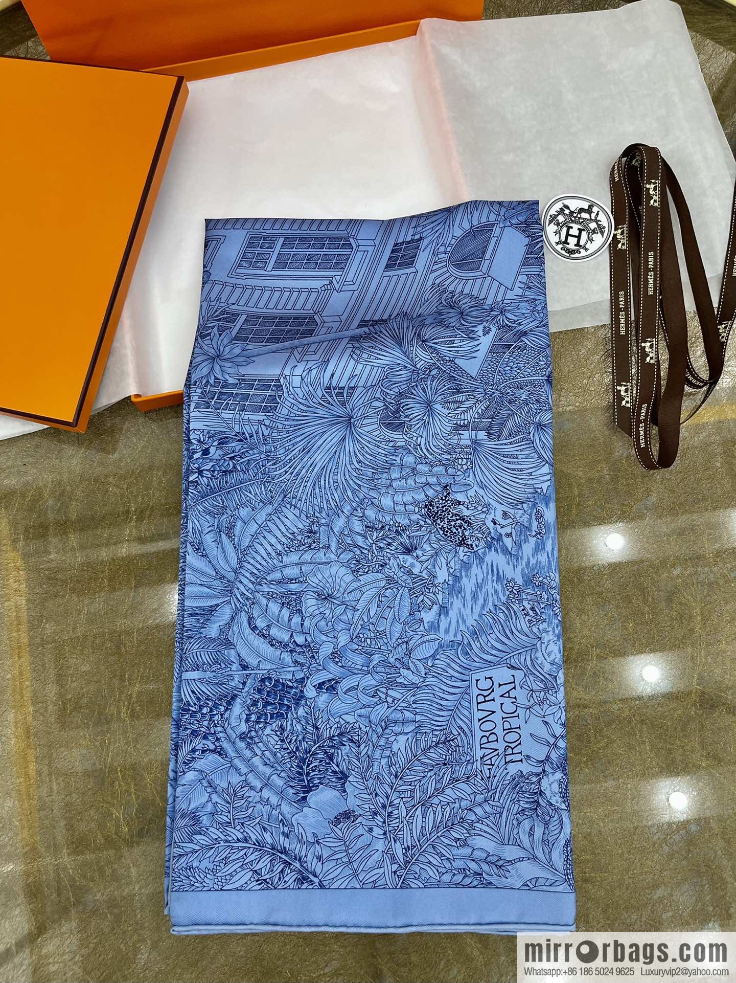 Hermes 100% silk handmade hemmed scarf