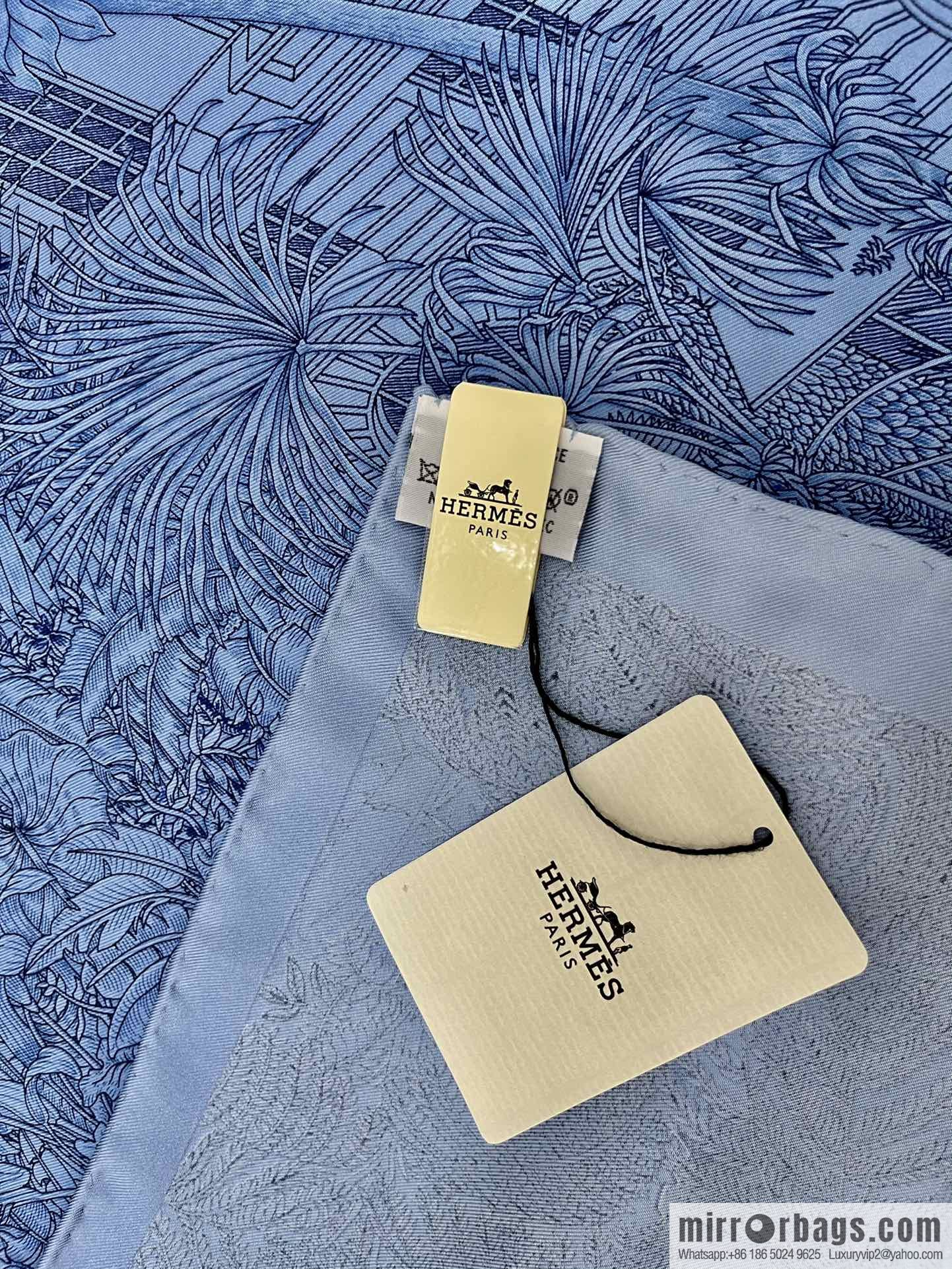 Hermes 100% silk handmade hemmed scarf