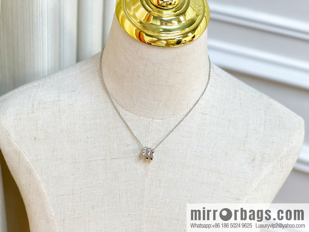 BVLGARI Bulgari classic snake bone half diamond necklace