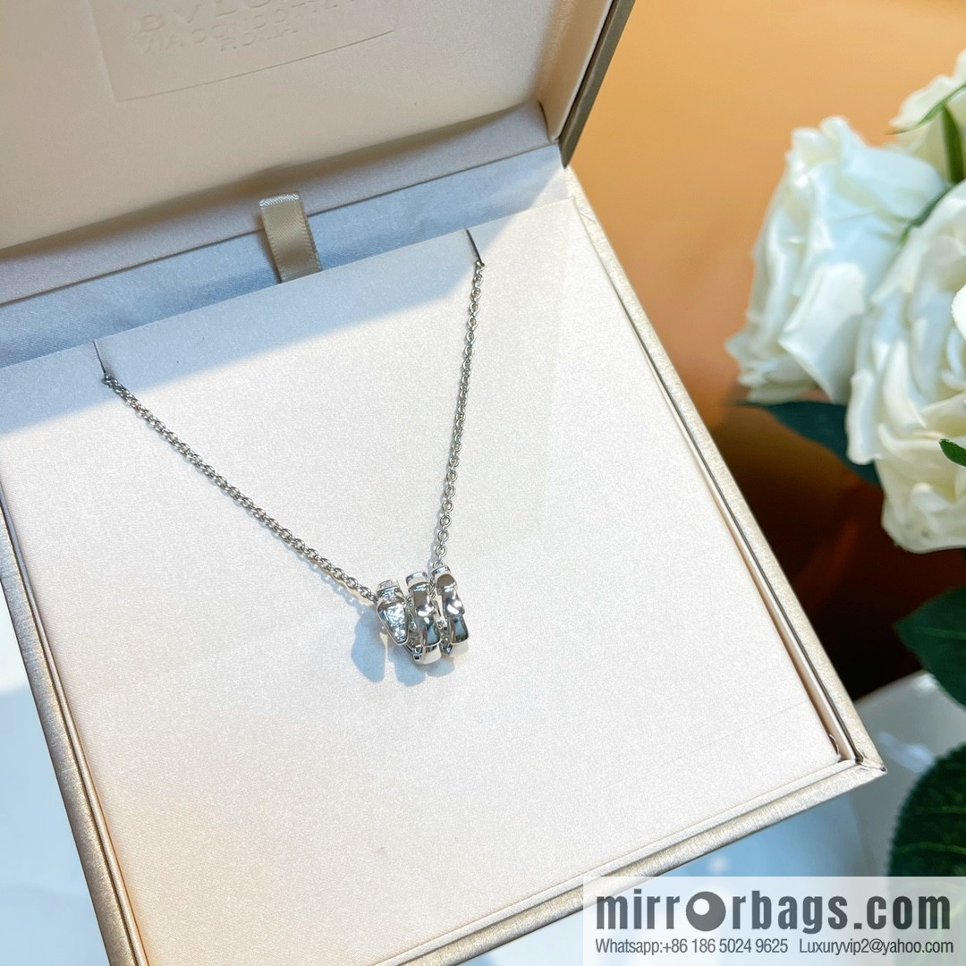 BVLGARI Bulgari classic snake bone half diamond necklace
