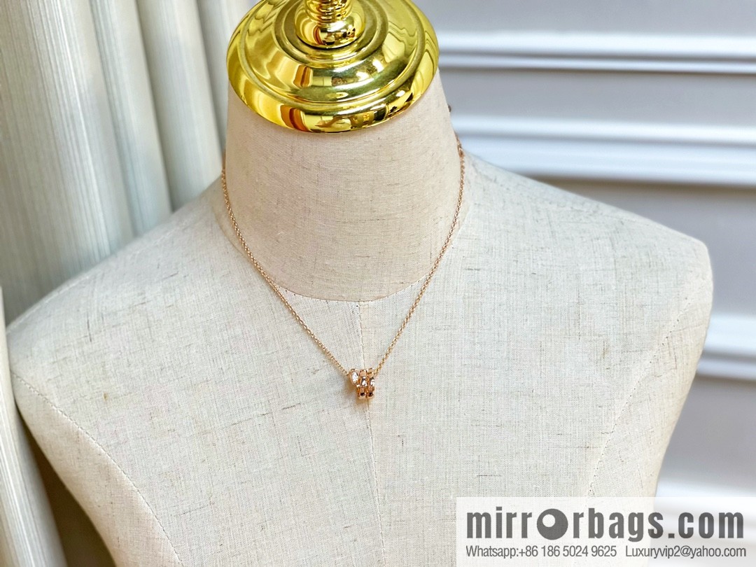 BVLGARI Bulgari classic snake bone half diamond necklace