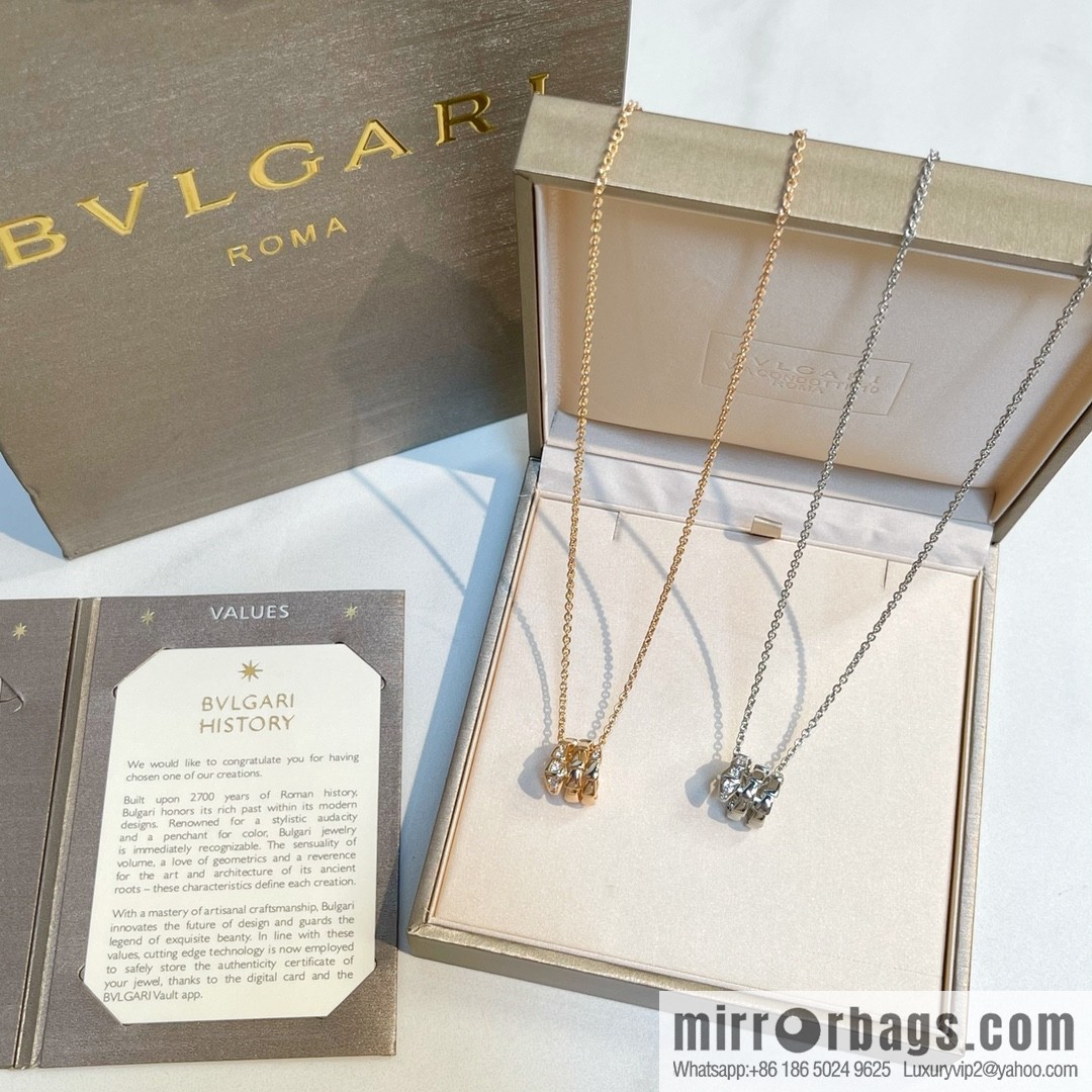 BVLGARI Bulgari classic snake bone half diamond necklace