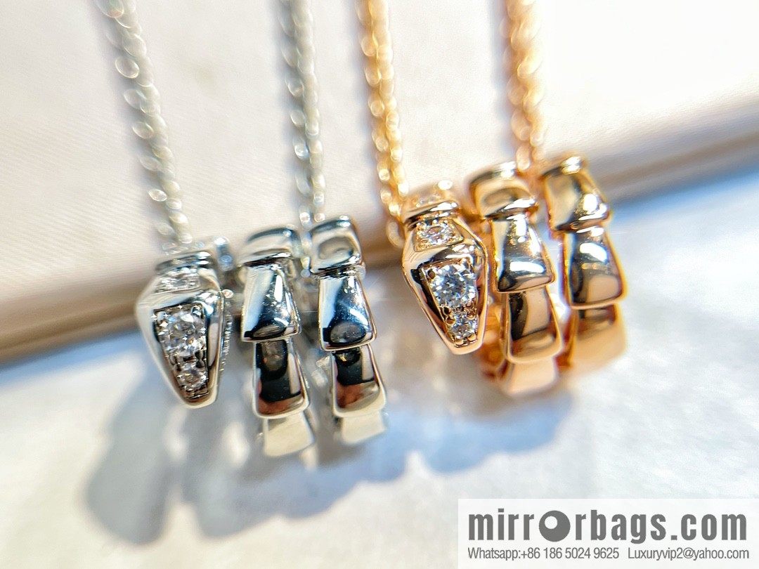 BVLGARI Bulgari classic snake bone half diamond necklace