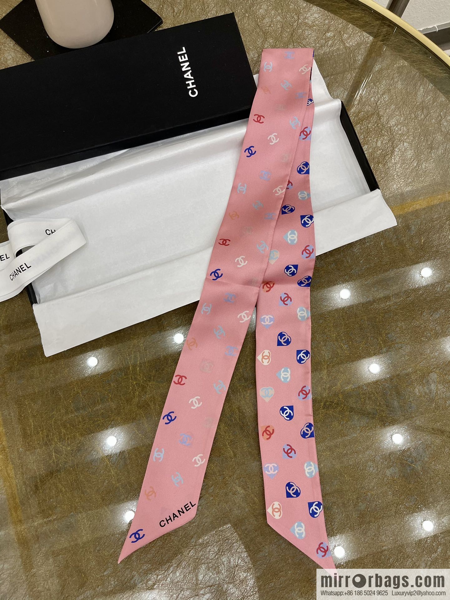 CHANEL Chanel Xiaoxiang Twiily 100% Silk Silk Hair Band Ribbon AA7447