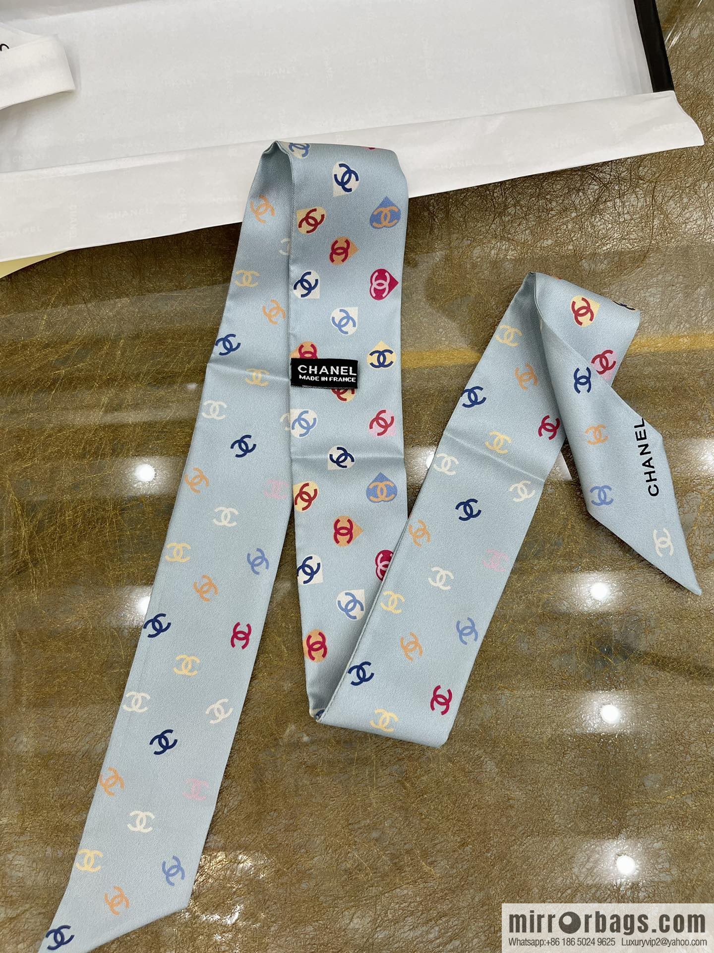 CHANEL Chanel Xiaoxiang Twiily 100% Silk Silk Hair Band Ribbon AA7447