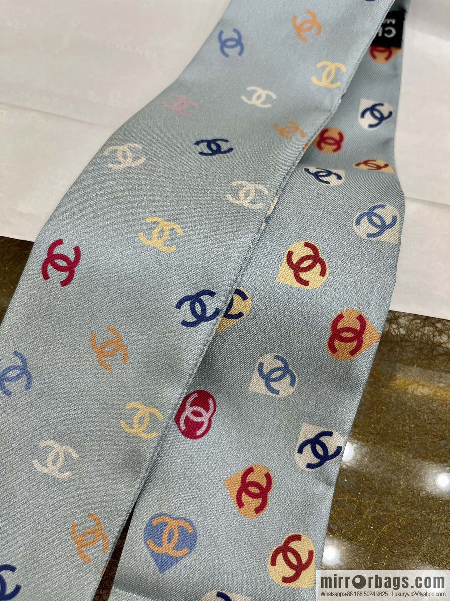 CHANEL Chanel Xiaoxiang Twiily 100% Silk Silk Hair Band Ribbon AA7447