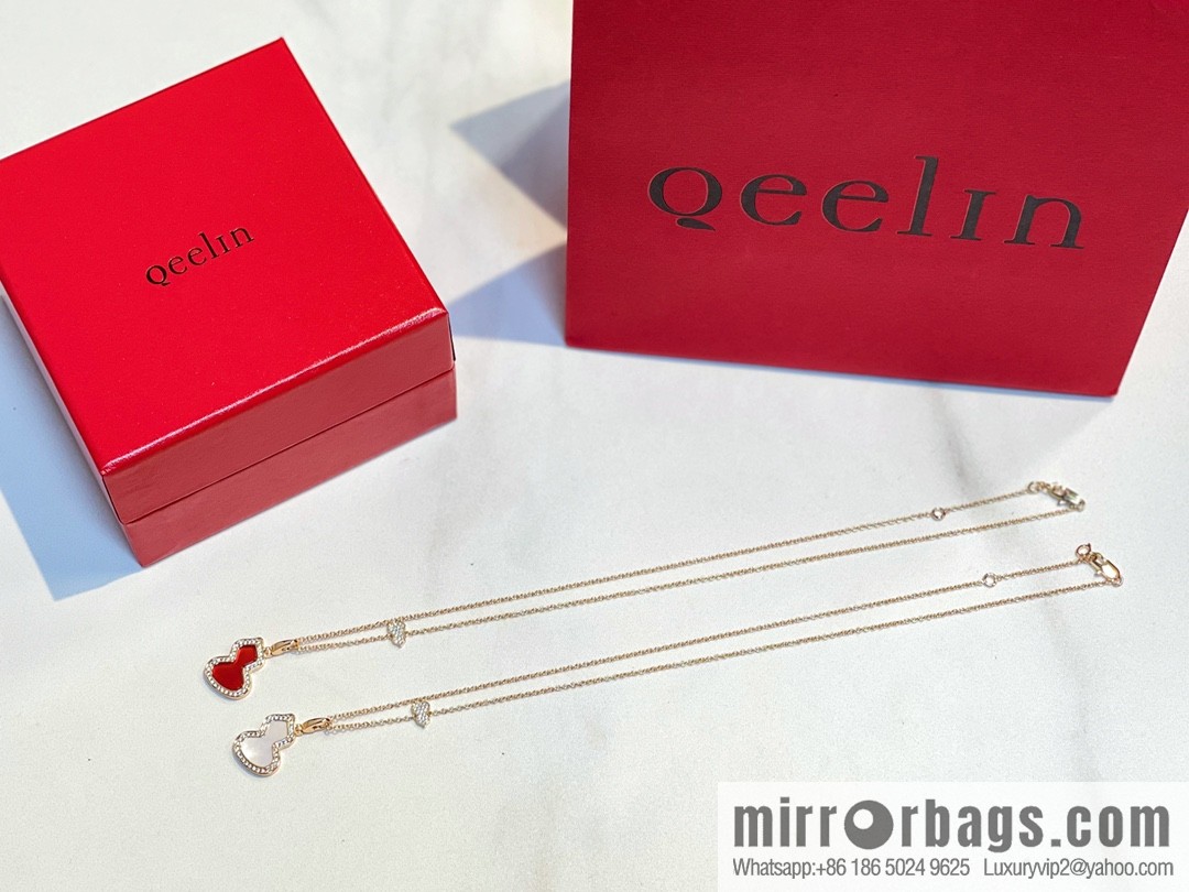 Qeelin, full diamond double gourd necklace