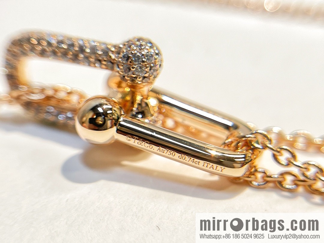 Tiffany & co. full diamond double chain ring necklace