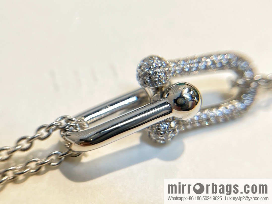 Tiffany & co. full diamond double chain ring necklace