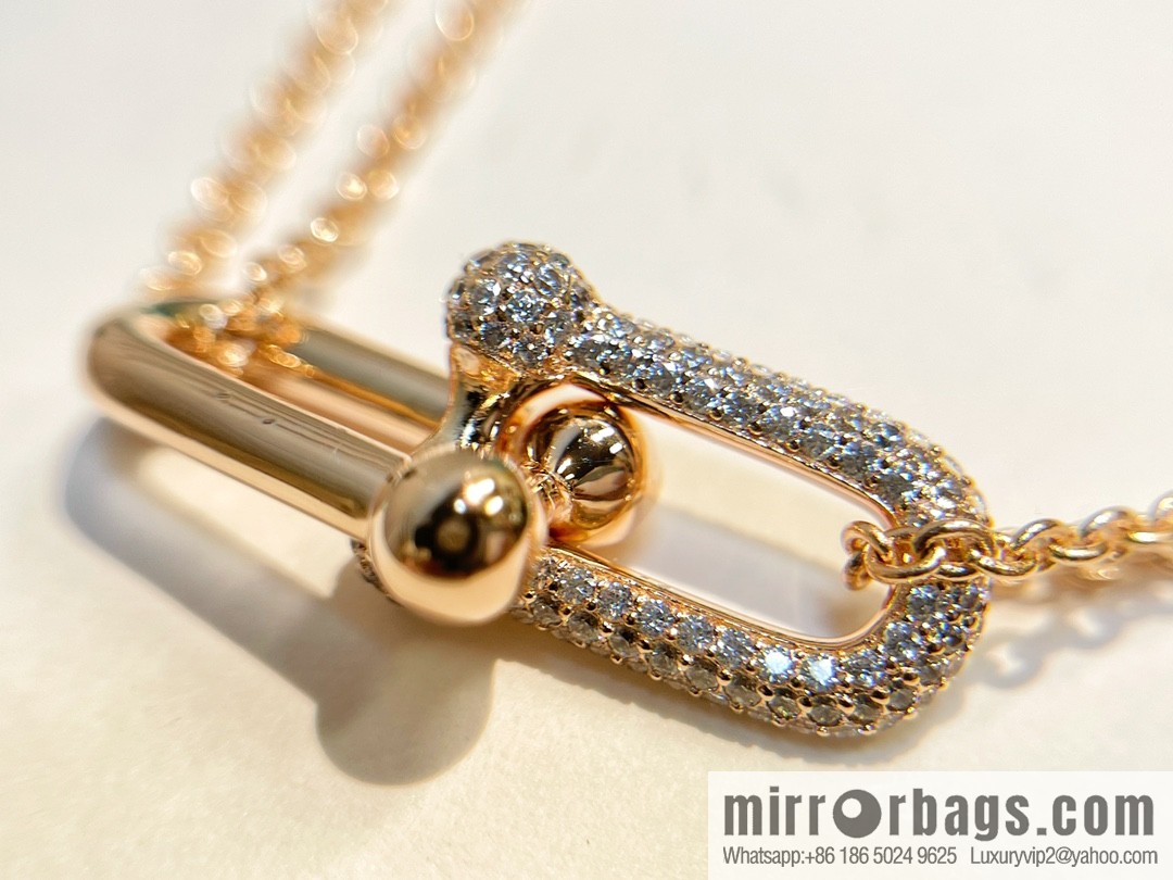 Tiffany & co. full diamond double chain ring necklace