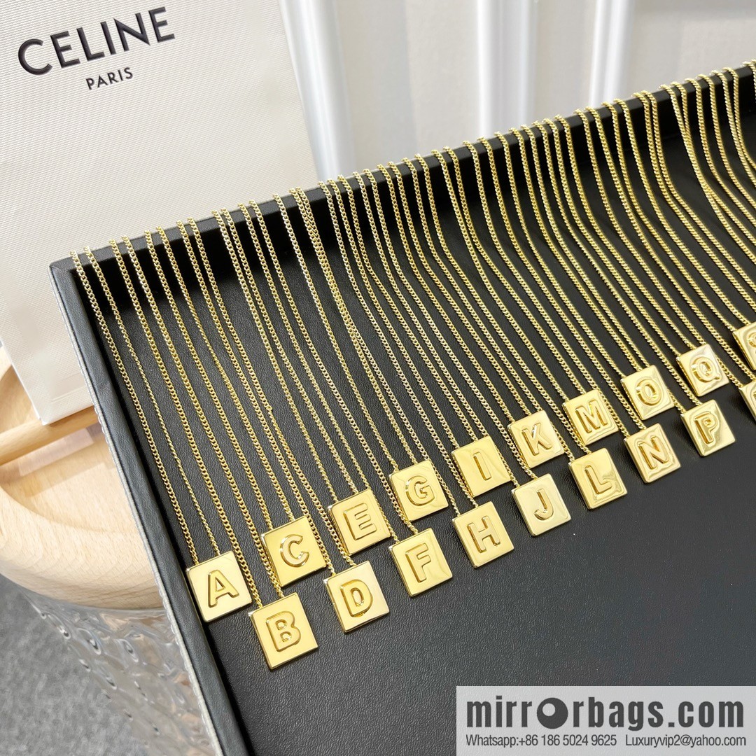 Celine ALPHABET 26 letter gold cube necklace