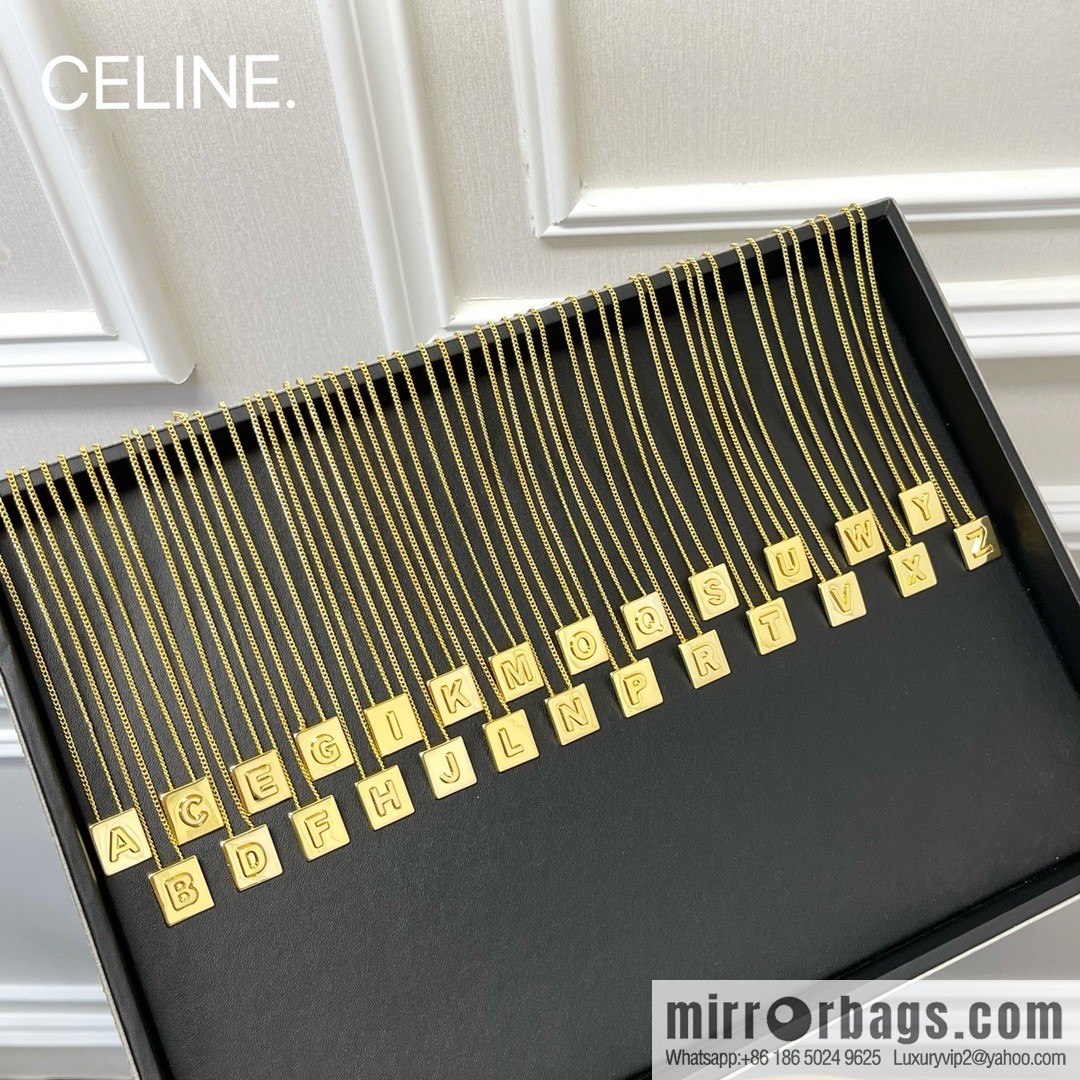Celine ALPHABET 26 letter gold cube necklace
