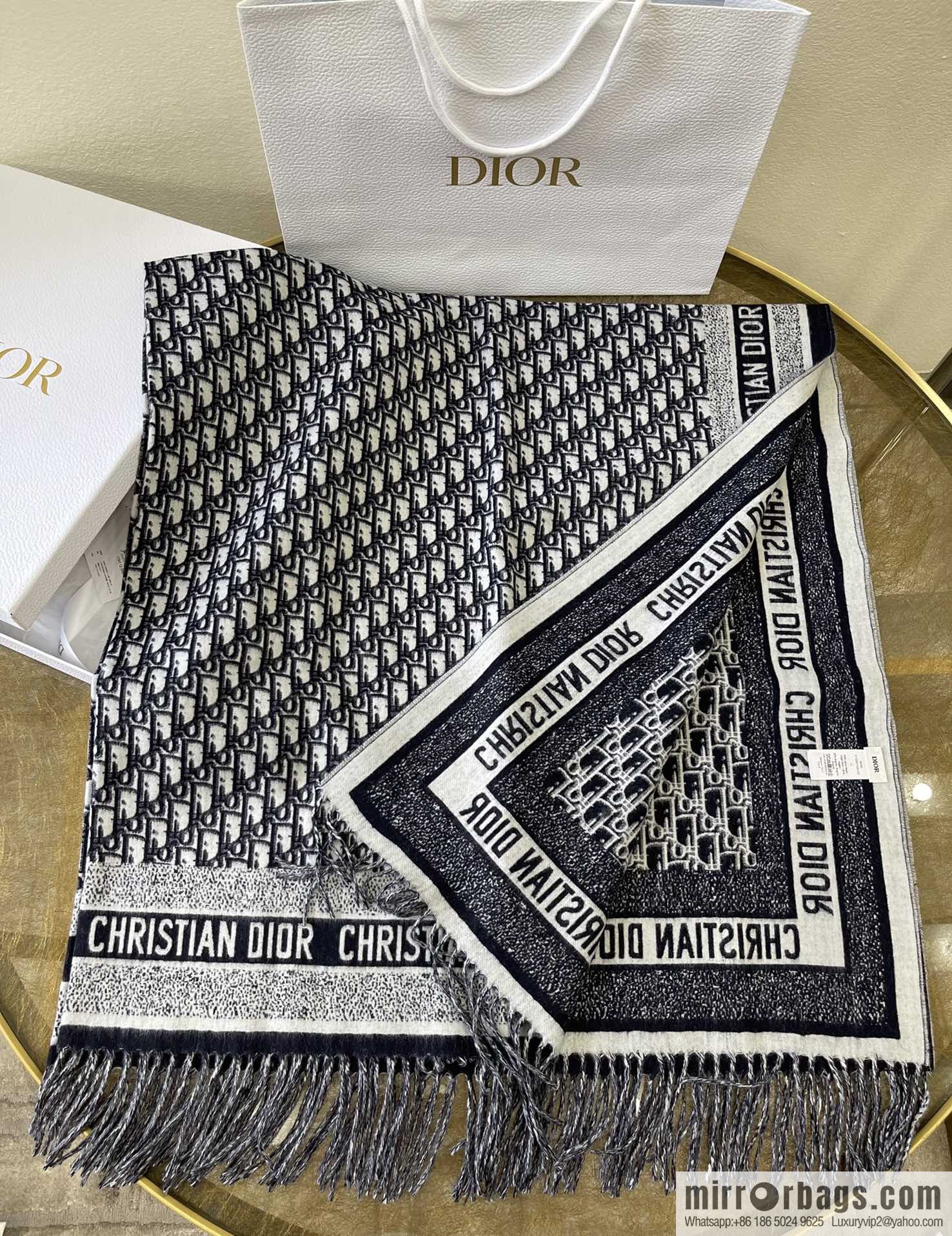 Dior Oblique print/embroidery pattern embellished shawl 01CDO140I100_C540