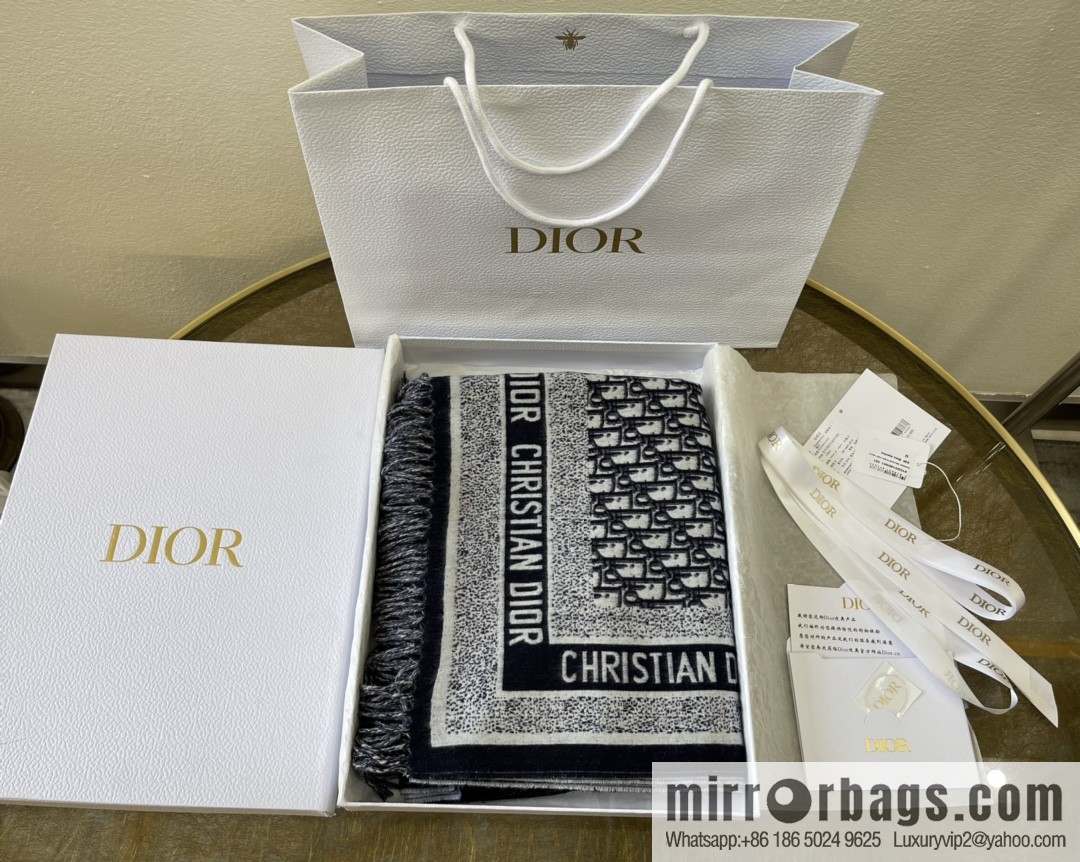 Dior Oblique print/embroidery pattern embellished shawl 01CDO140I100_C540