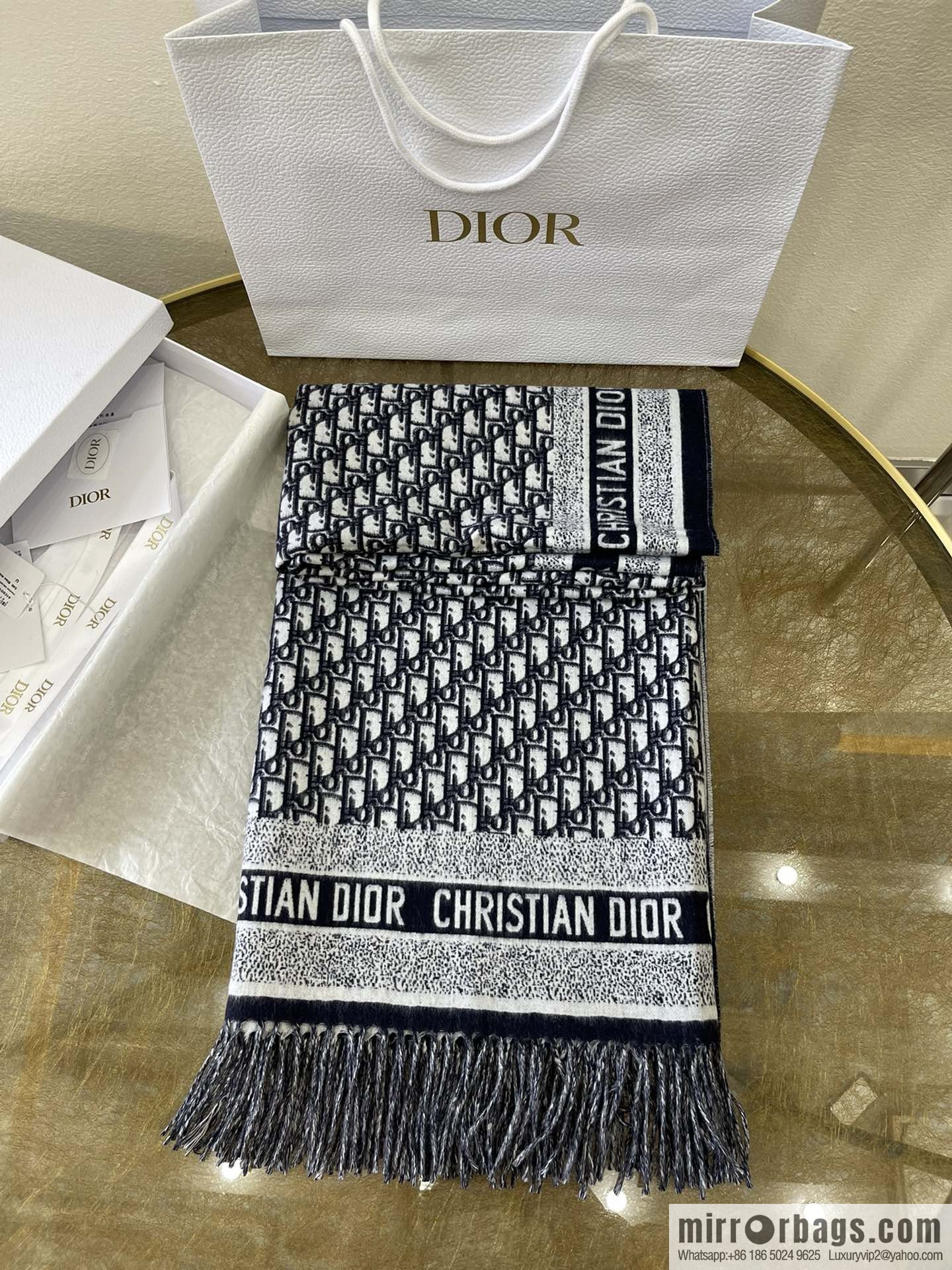 Dior Oblique print/embroidery pattern embellished shawl 01CDO140I100_C540
