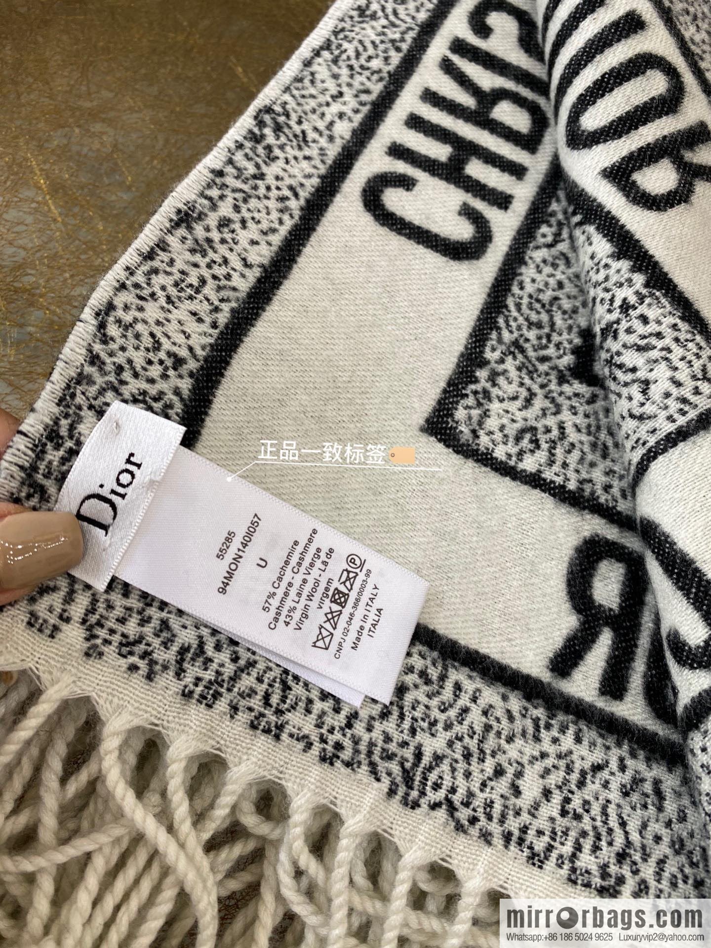Dior Dior MontaIgne Black and White Thousand Birds Shawl 94MON140I057_C980