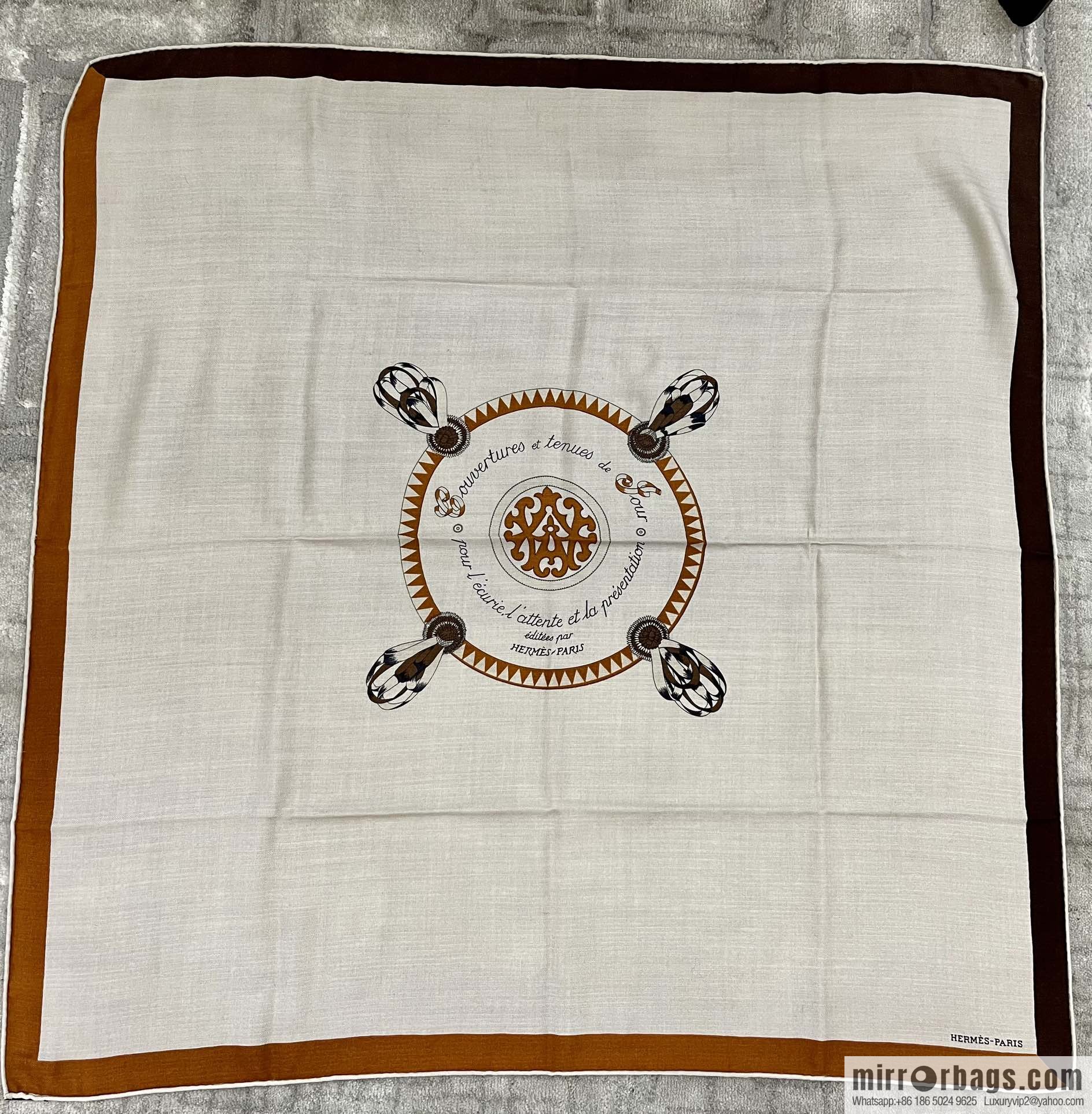 Hermes Hermès coat of arms pattern printing new solid color silk square scarf