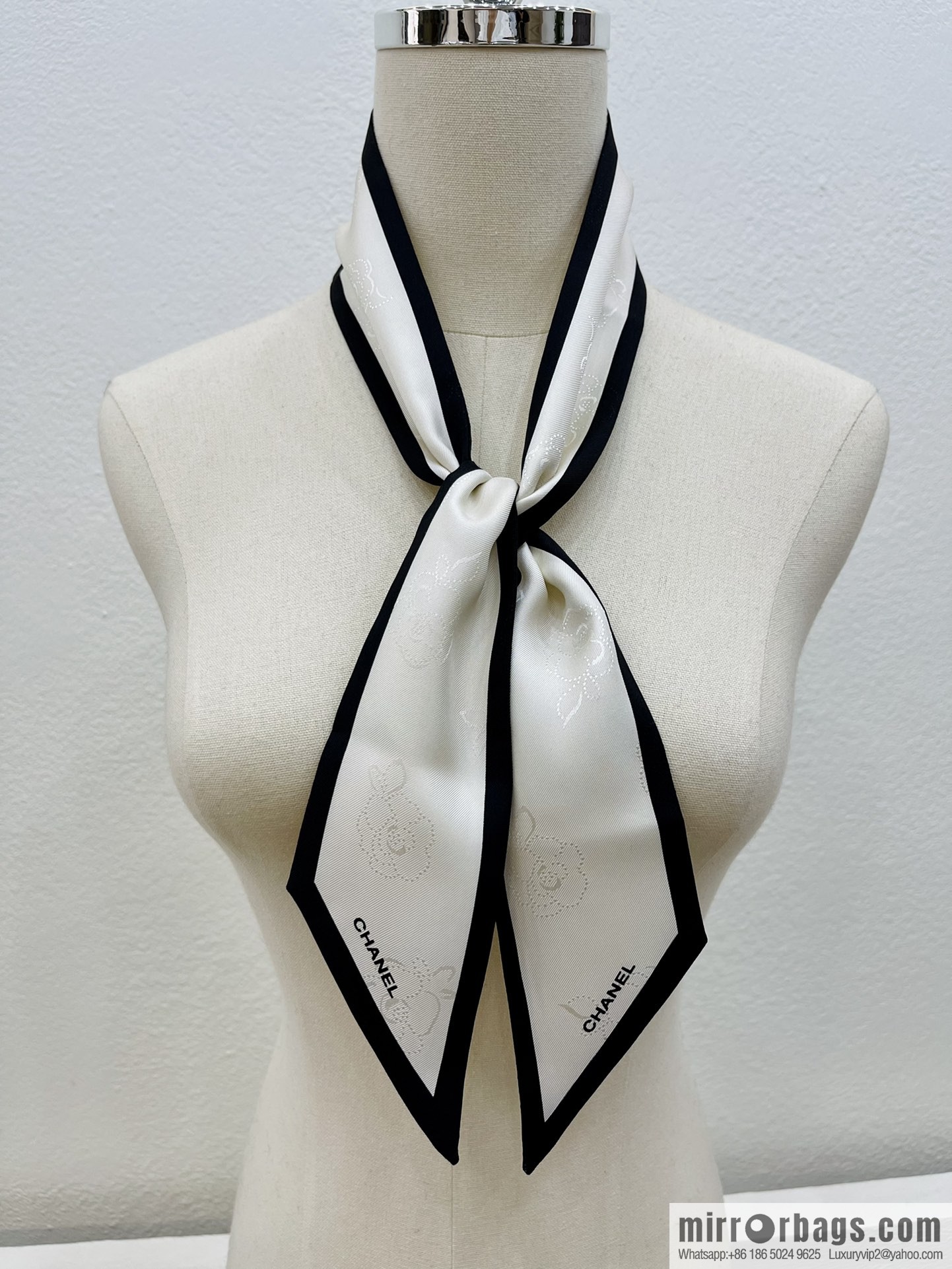 CHANEL CHANEL Camellia bevel bow 100% silk ribbon aa7531