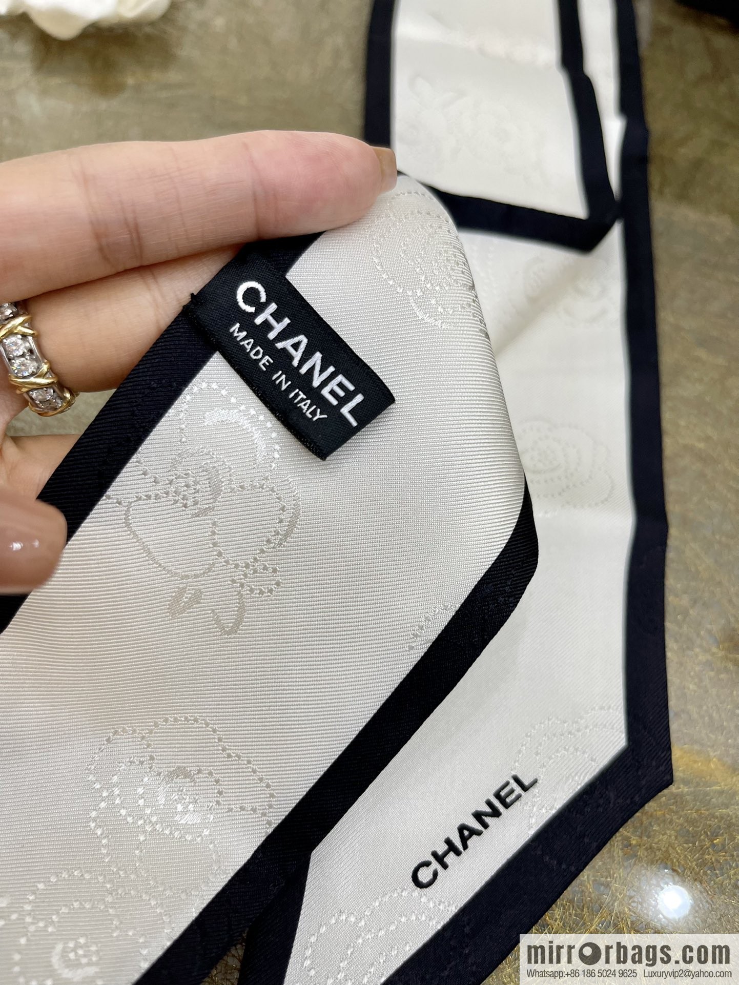 CHANEL CHANEL Camellia bevel bow 100% silk ribbon aa7531