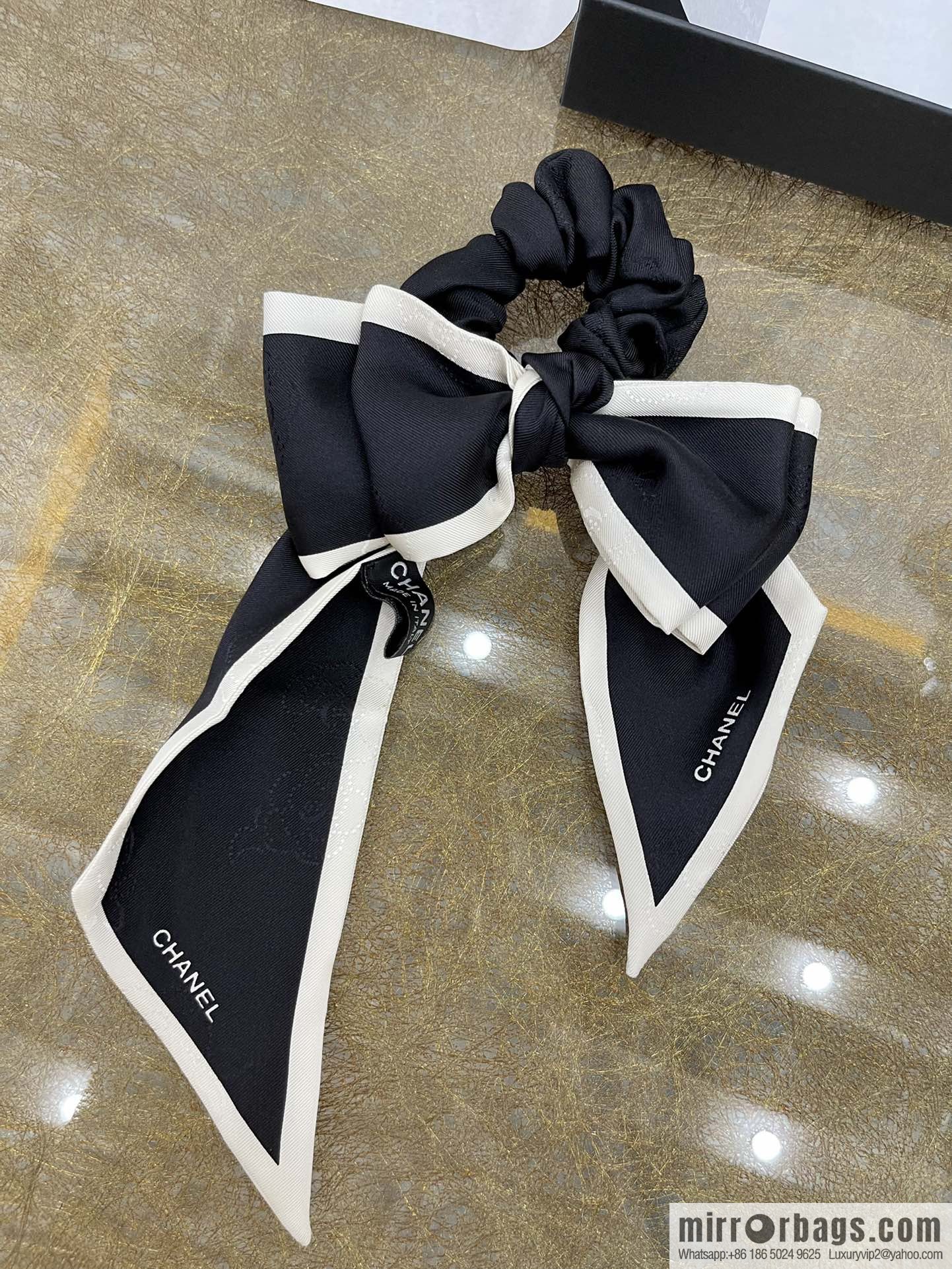 CHANEL CHANEL Camellia bevel bow 100% silk ribbon aa7531