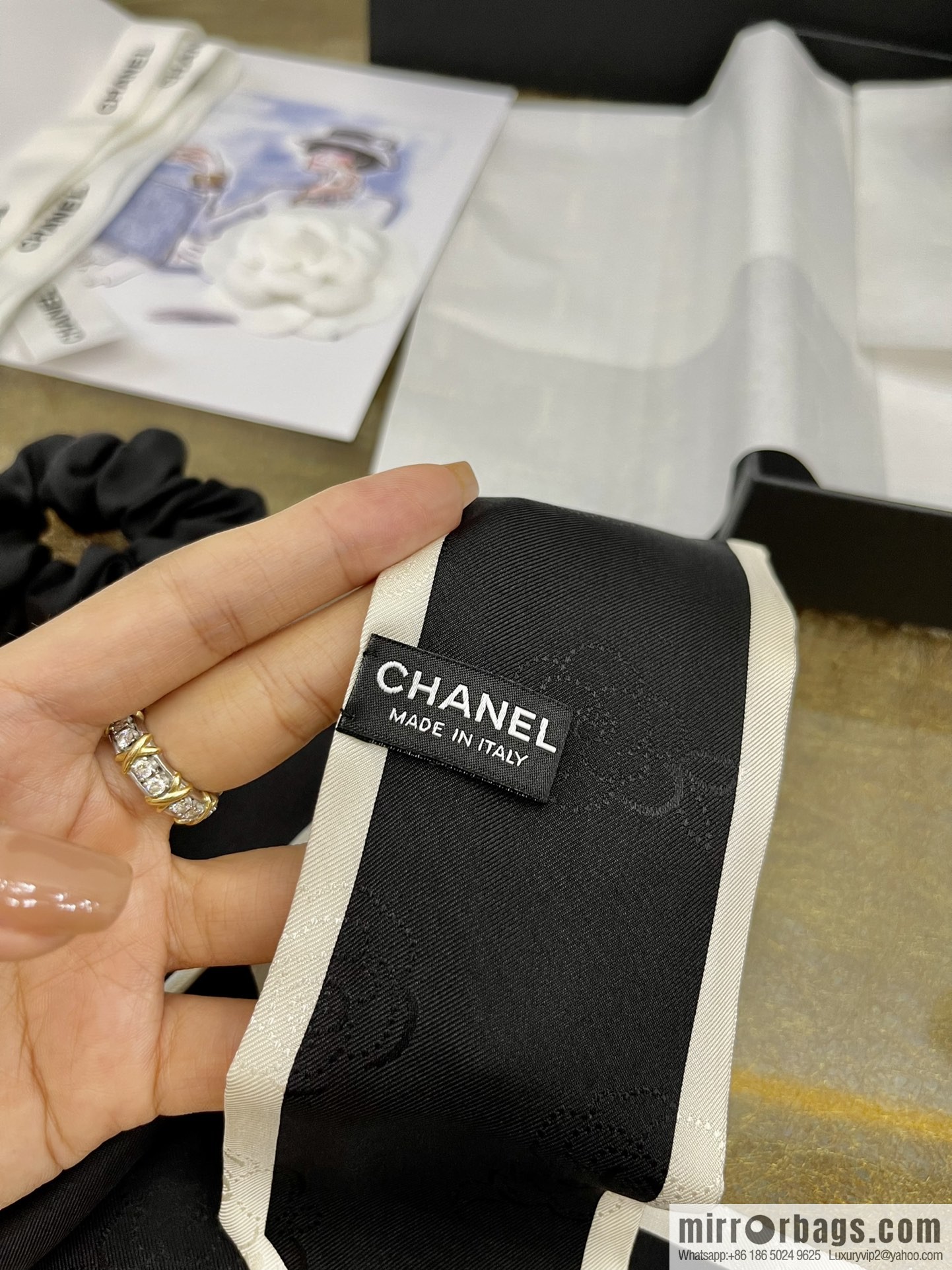 CHANEL CHANEL Camellia bevel bow 100% silk ribbon aa7531