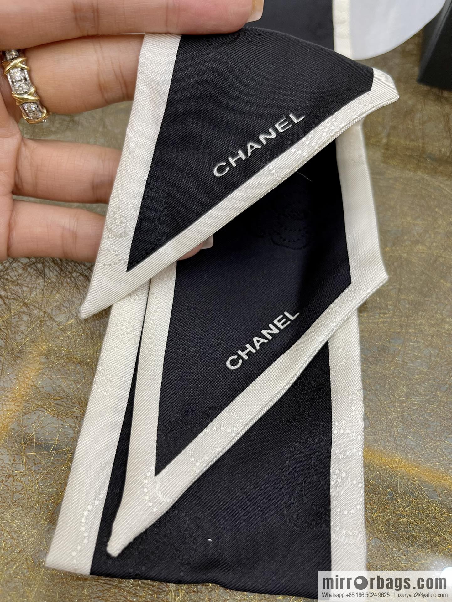 CHANEL CHANEL Camellia bevel bow 100% silk ribbon aa7531