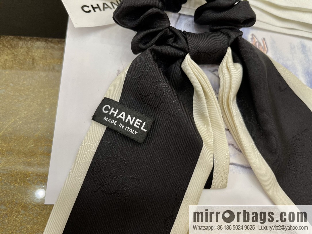 CHANEL CHANEL Camellia Flat Horn Bow 100% Silk Ribbon aa7530