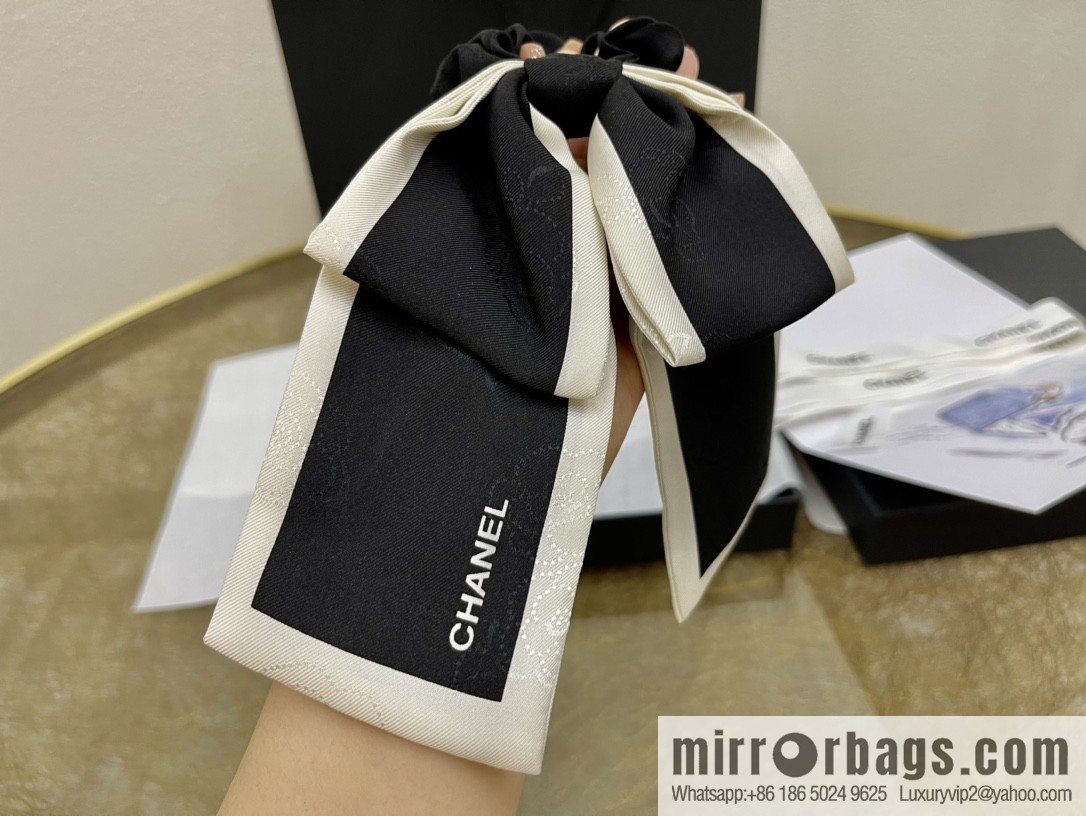 CHANEL CHANEL Camellia Flat Horn Bow 100% Silk Ribbon aa7530