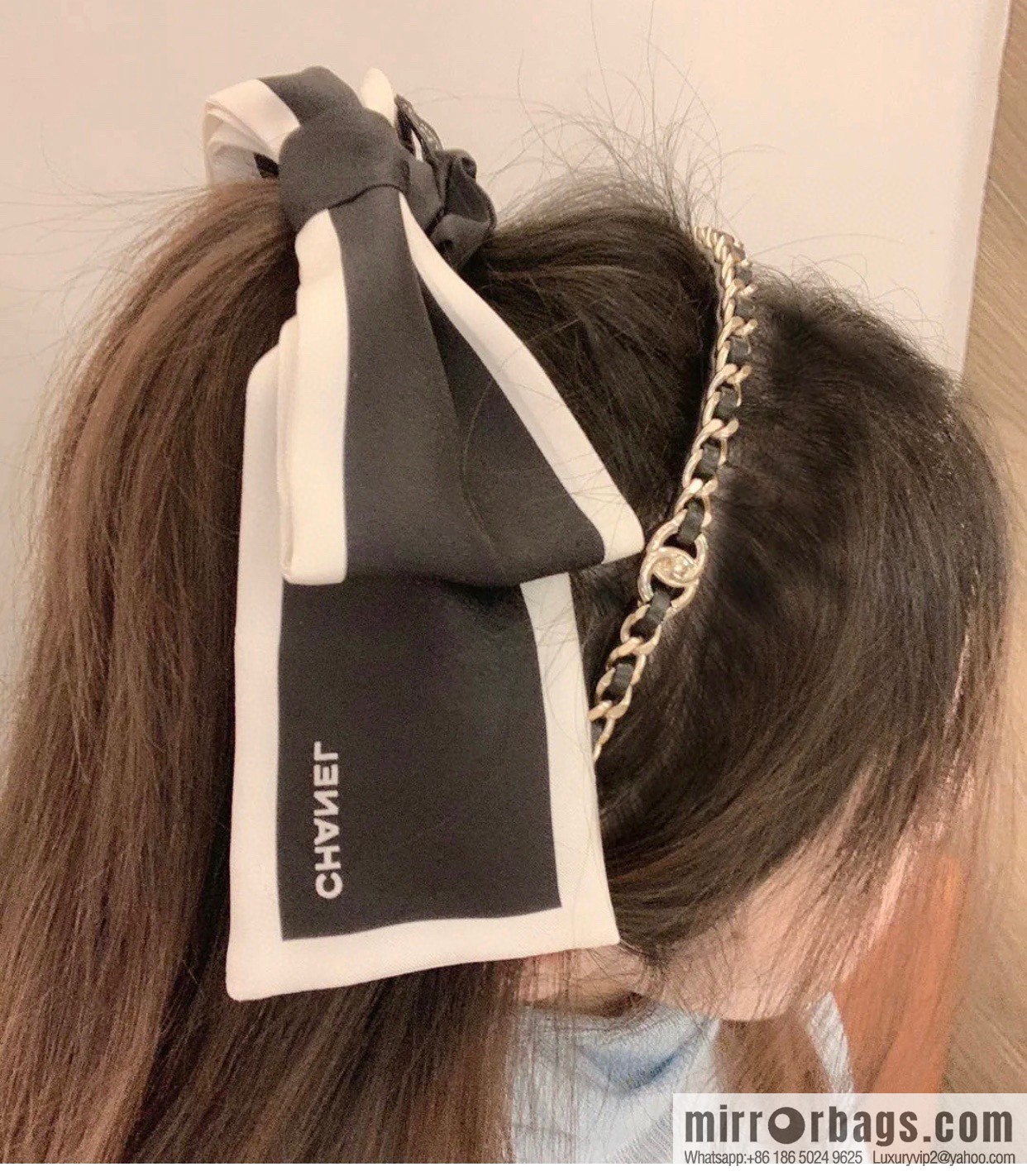 CHANEL CHANEL Camellia Flat Horn Bow 100% Silk Ribbon aa7530