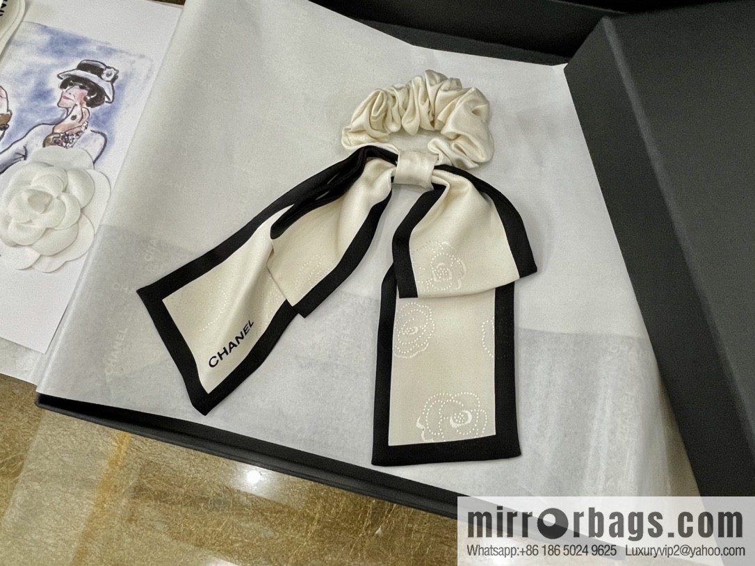 CHANEL CHANEL Camellia Flat Horn Bow 100% Silk Ribbon aa7530