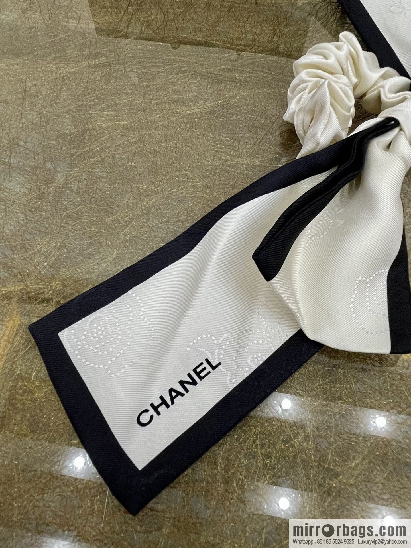 CHANEL CHANEL Camellia Flat Horn Bow 100% Silk Ribbon aa7530