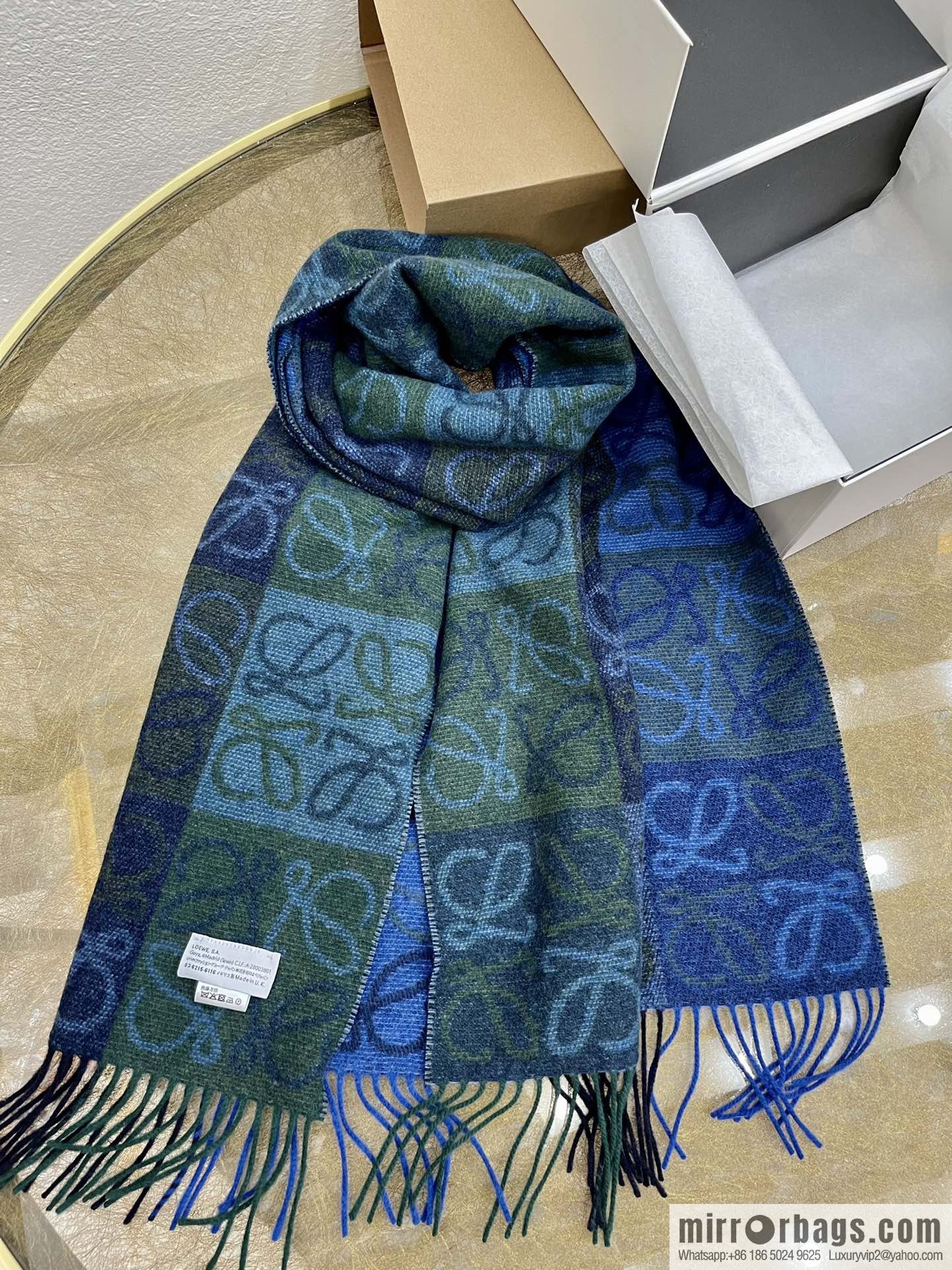 LOEWE 90% wool + 10% cashmere Anagram presbyopia scarf