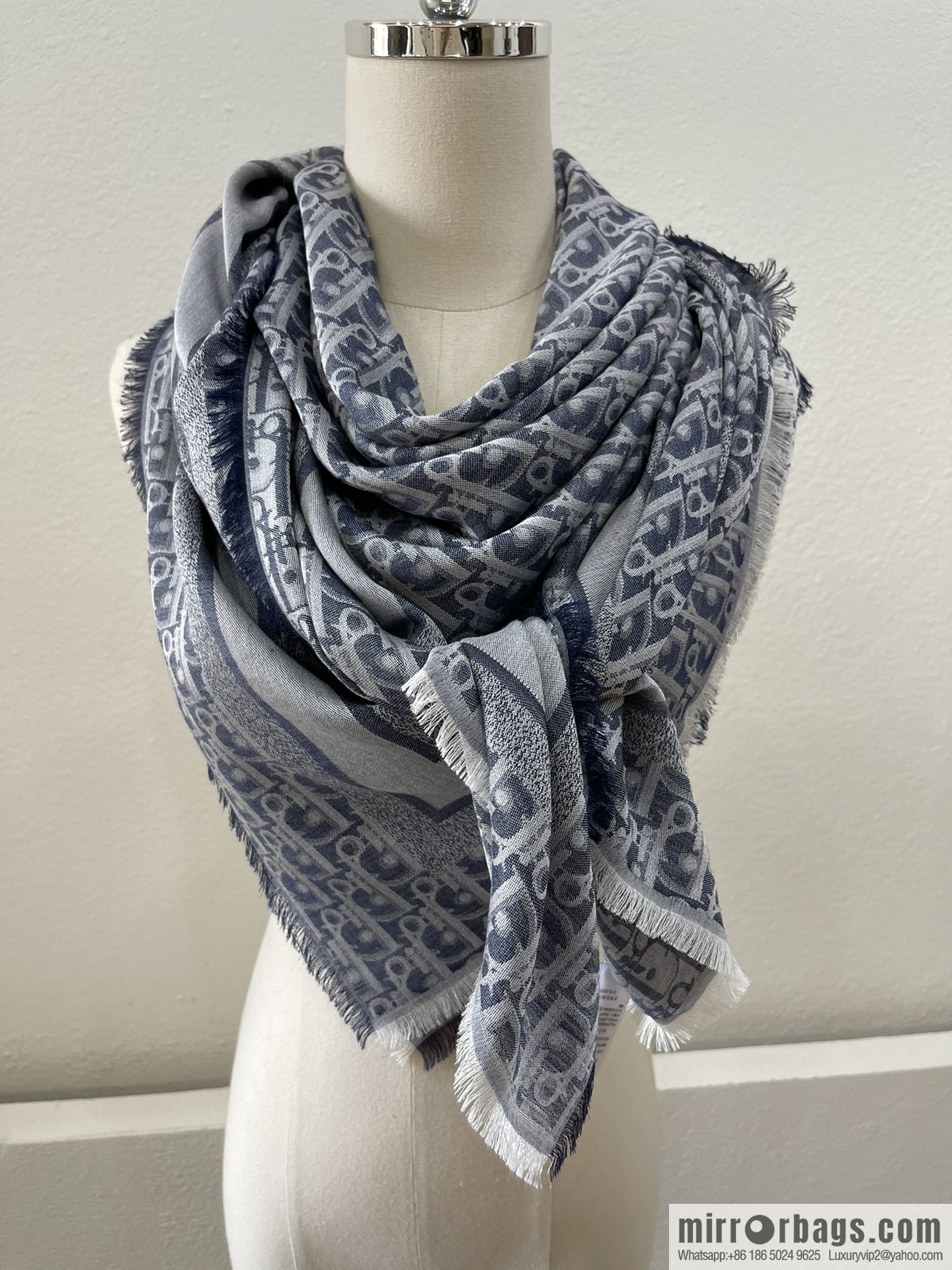 Dior Alphabet Print Denim Blue Shawl 15DOB140I162_C525