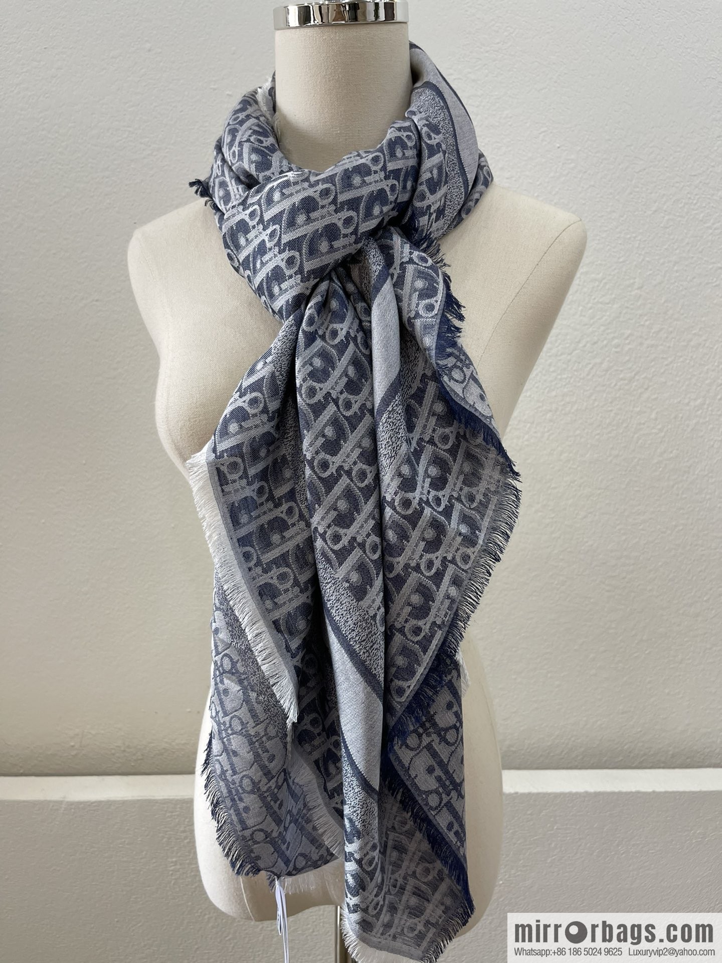 Dior Alphabet Print Denim Blue Shawl 15DOB140I162_C525